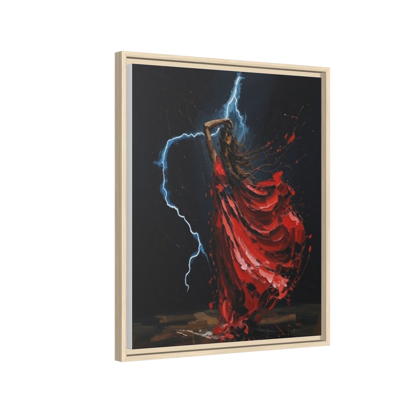Framed Matte Canvas Print — Red Dancer Lightning Art