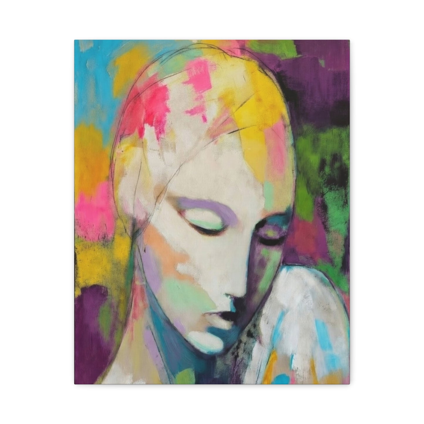 Abstract Angel Portrait Canvas - Colorful Modern Wall Art