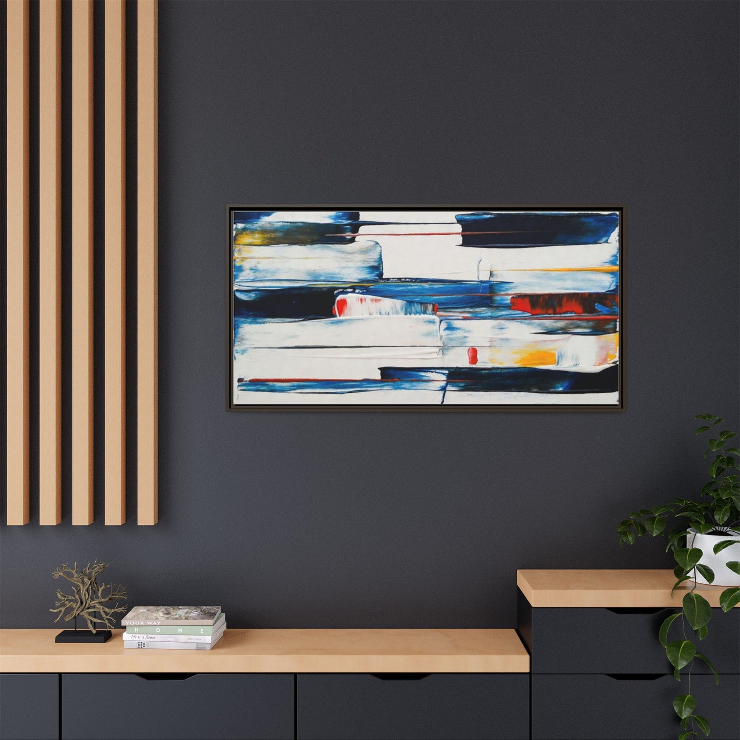 Abstract Coastal Brushstrokes Framed Canvas Print