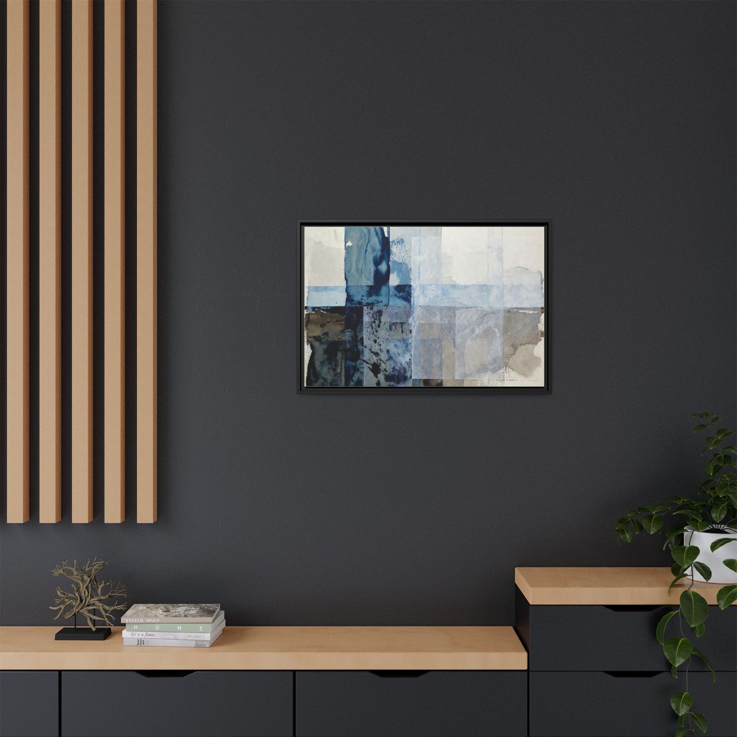 Abstract Coastal Blue Framed Canvas Art