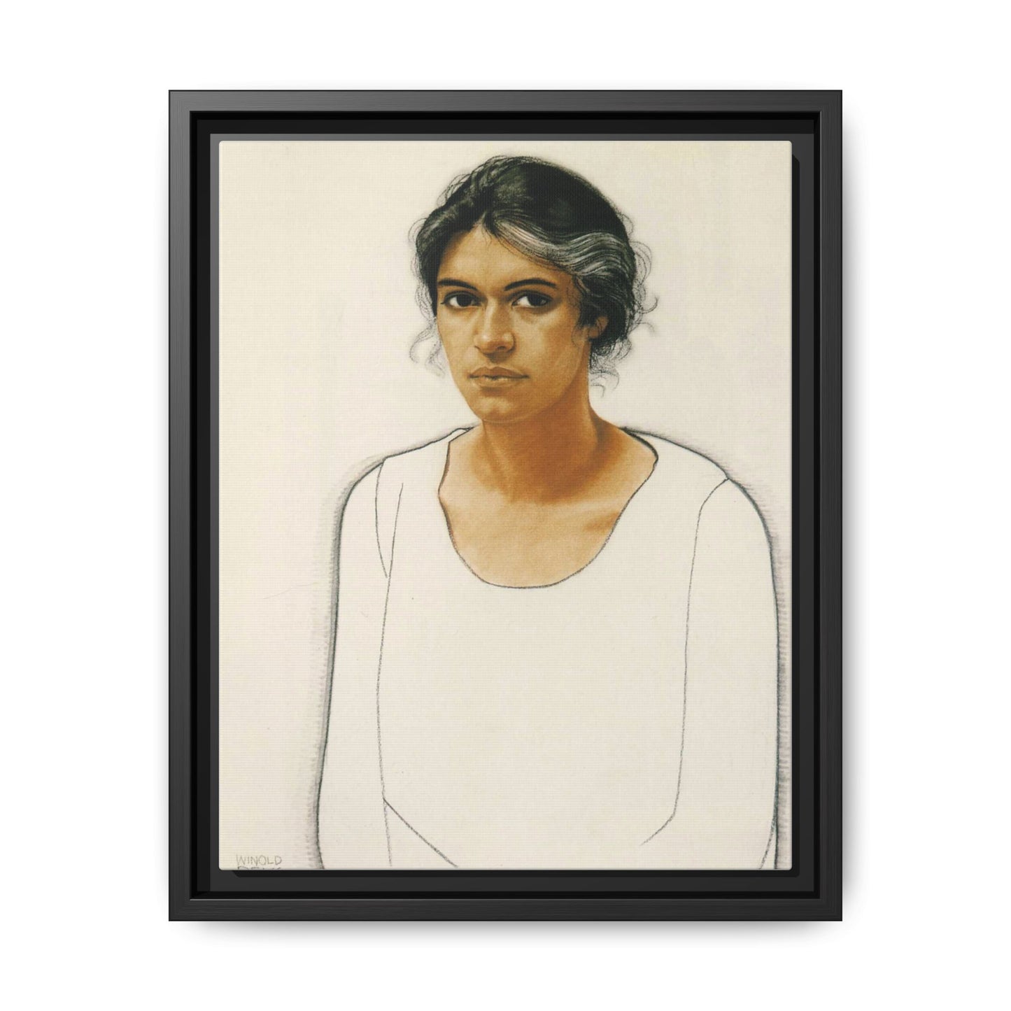 Portrait of a Woman by Winold Reiss Framed Matte Canvas Portrait Print