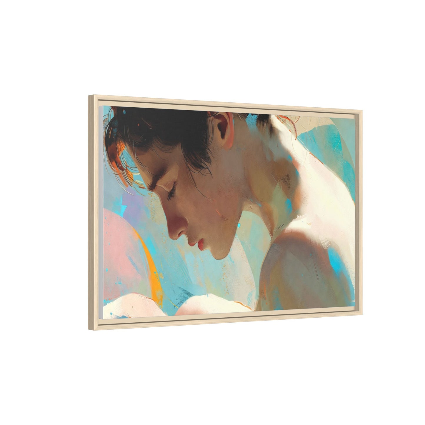 Framed Matte Canvas Print — Dreamy Portrait Art (Multi‑Color)