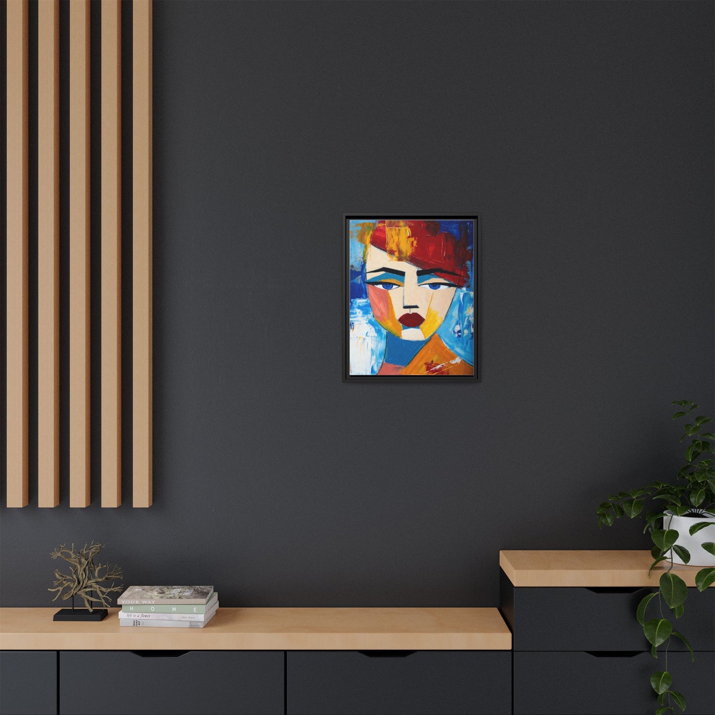 Abstract Colorful Portrait Framed Canvas Art