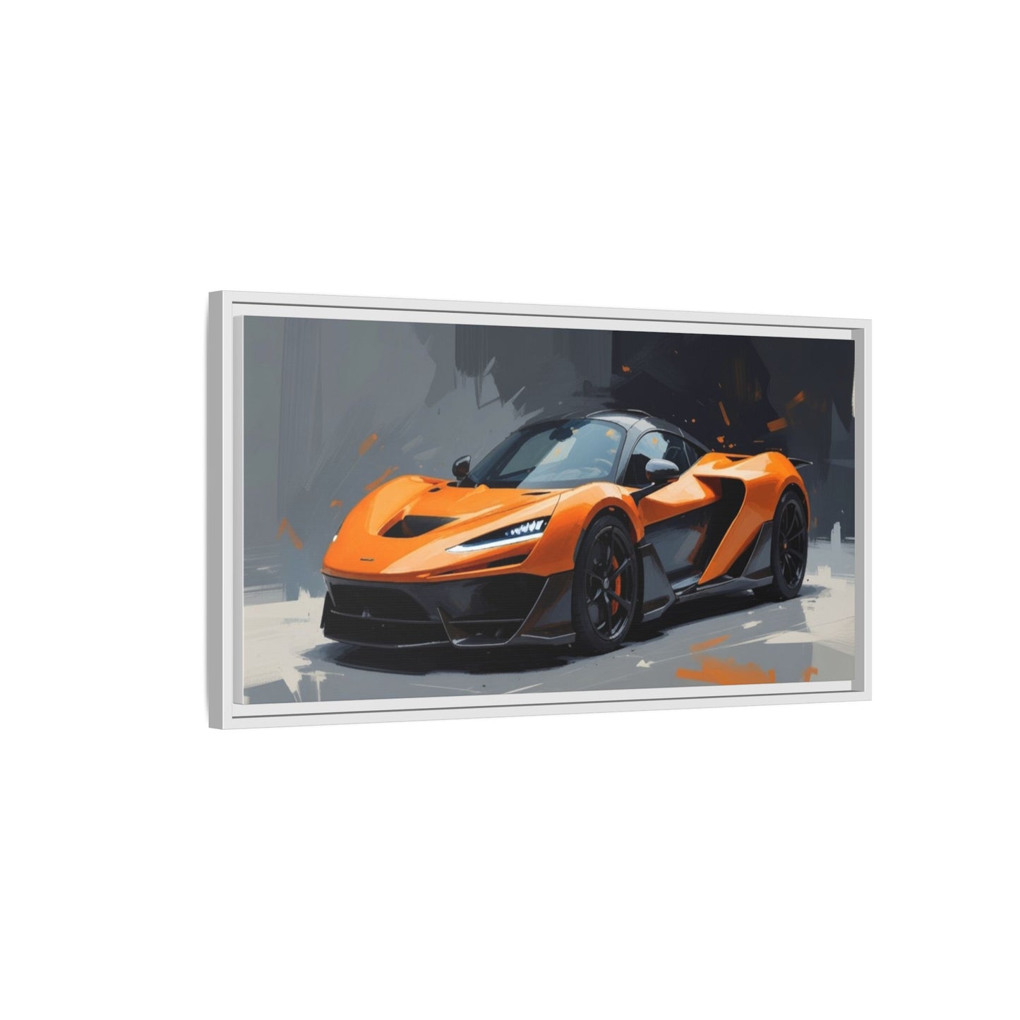 Framed Matte Canvas — Orange Sports Car Print