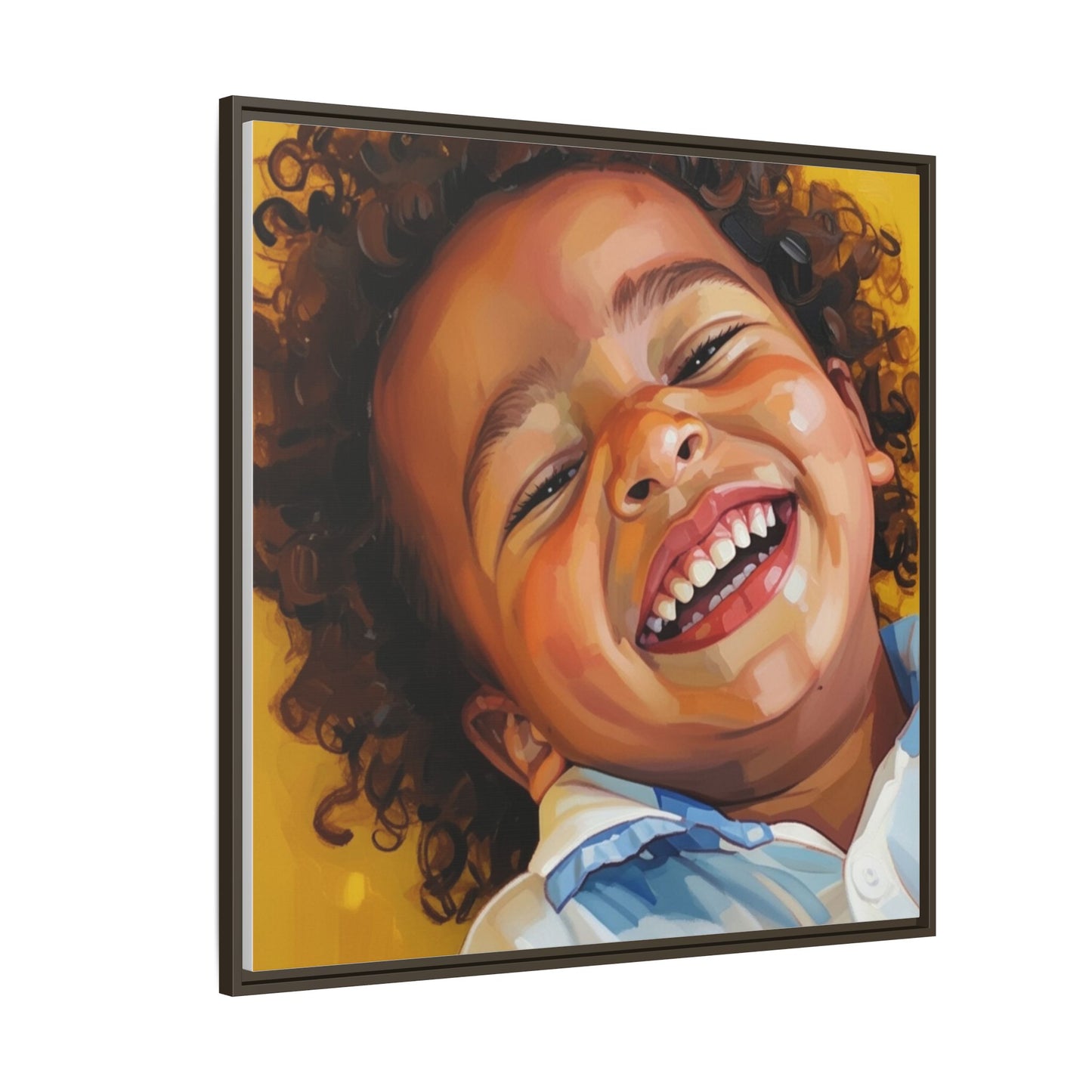 Framed Matte Canvas Print – Joyful Child Portrait, Colorful Nursery Wall Art
