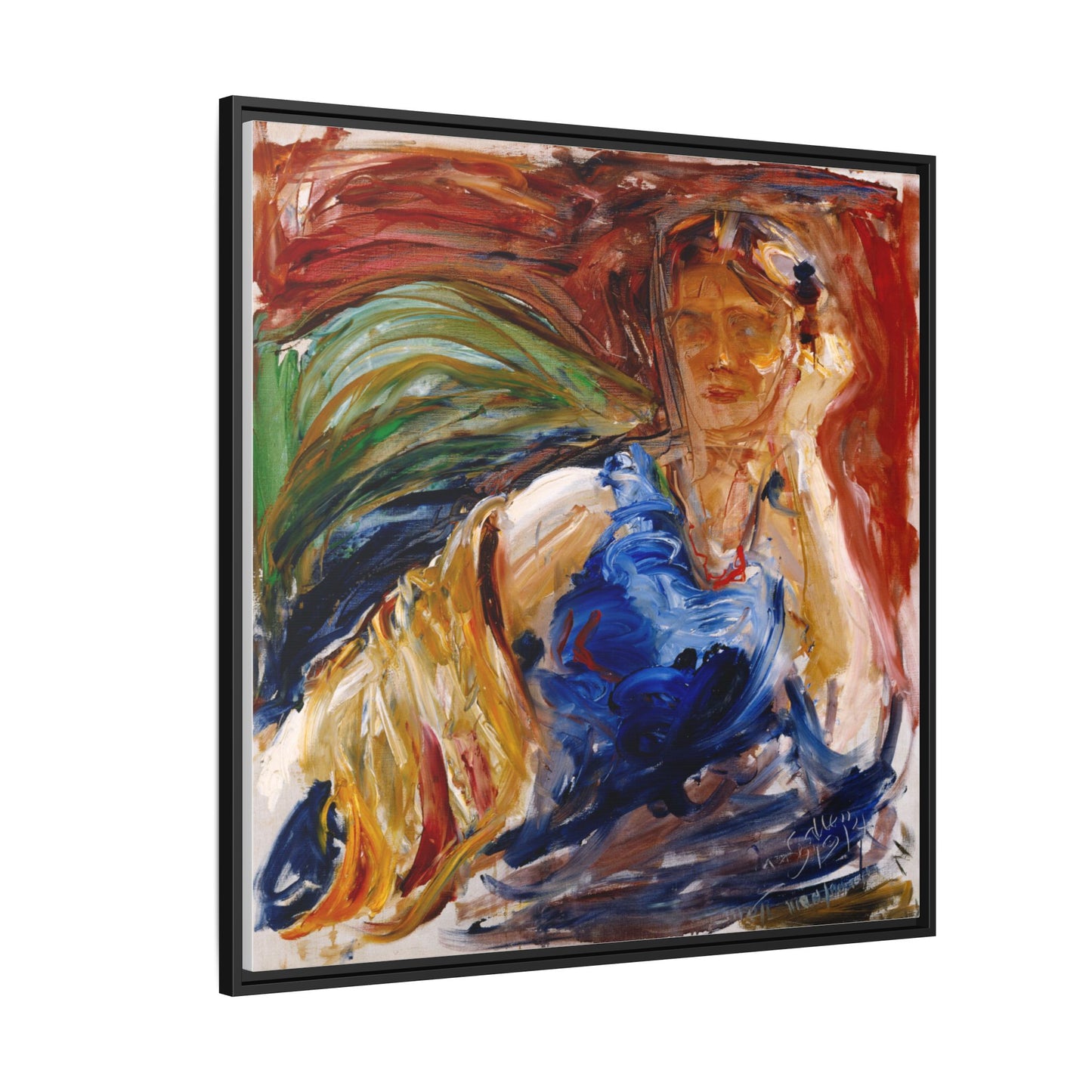 Portrait of hyllis Sjostrom by Akseli Gallen-Kallela Canvas Matte Framed Wall Art Print