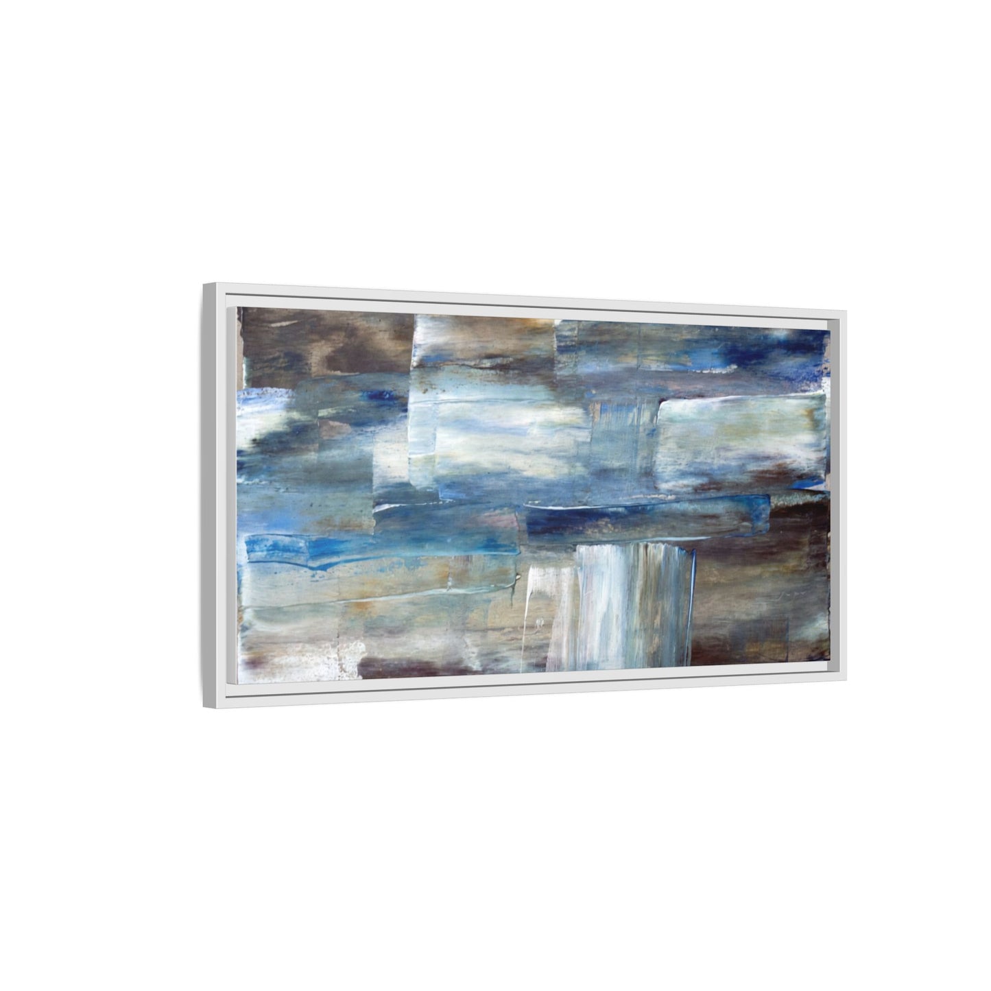 Abstract Blue Coastal Matte Canvas Framed Wall Art