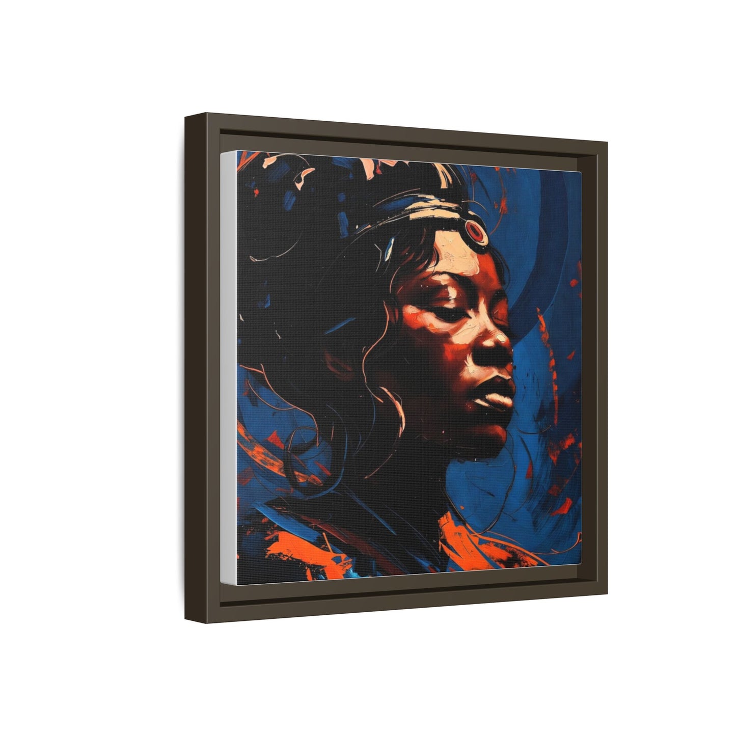 Framed Matte Canvas Art - Vibrant Portrait of a Black Woman (Multi-Color)