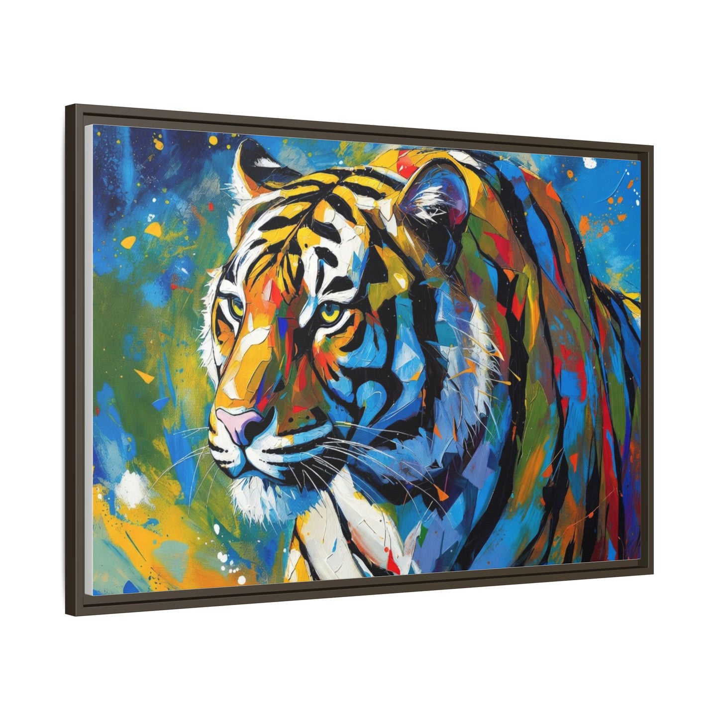 Colorful Tiger Matte Canvas Framed Art — Vibrant Wildlife Wall Decor