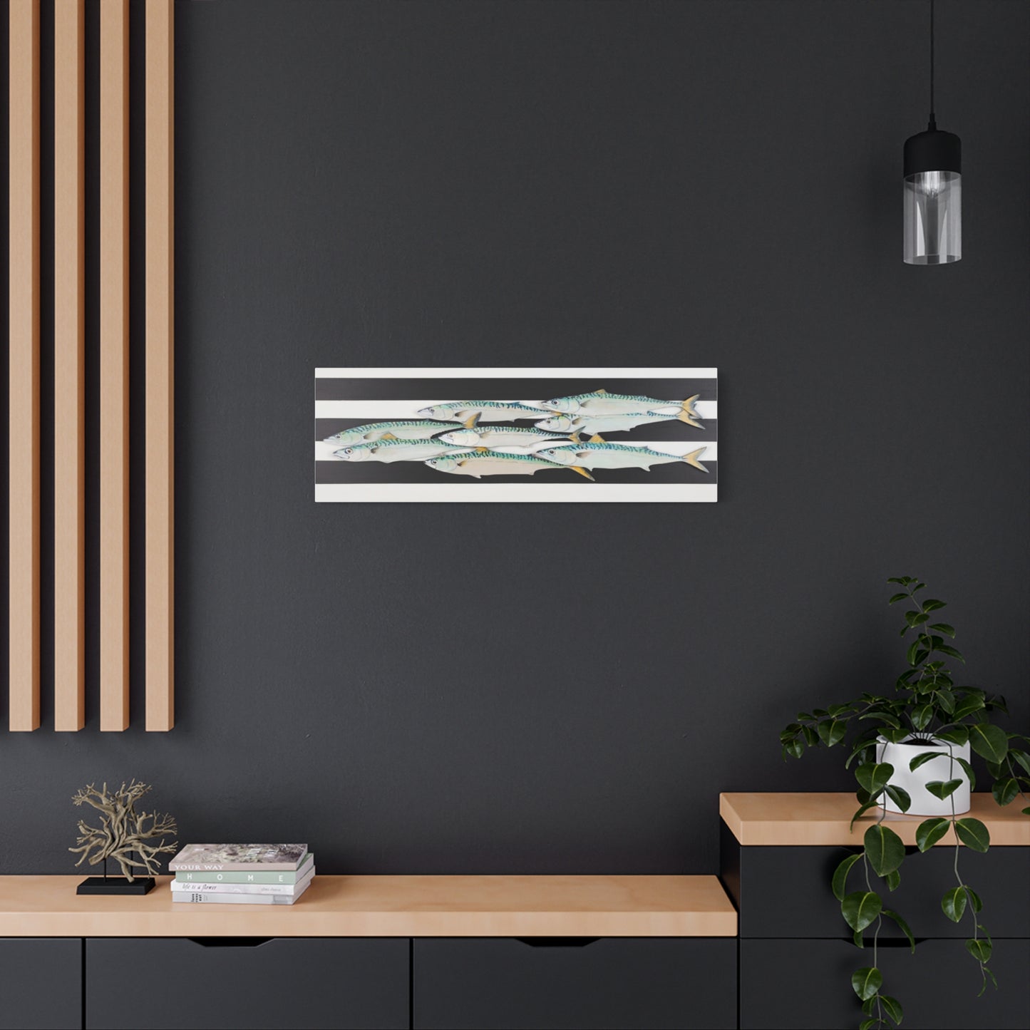 Striped Mackerel School Matte Canvas Print