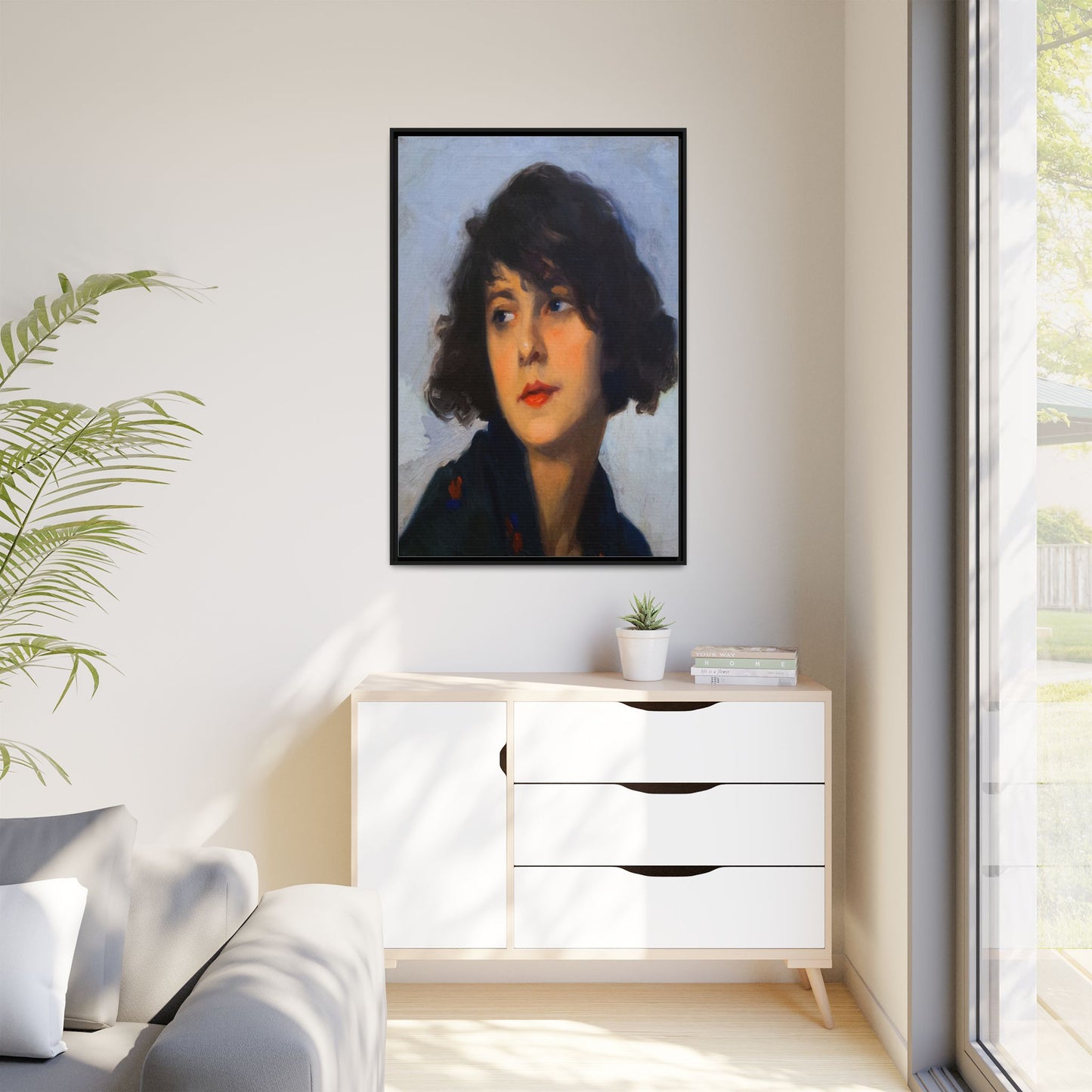 Mulher do chale verde (cropped) by Cyprien Eugene Boulet Framed Matte Canvas Print