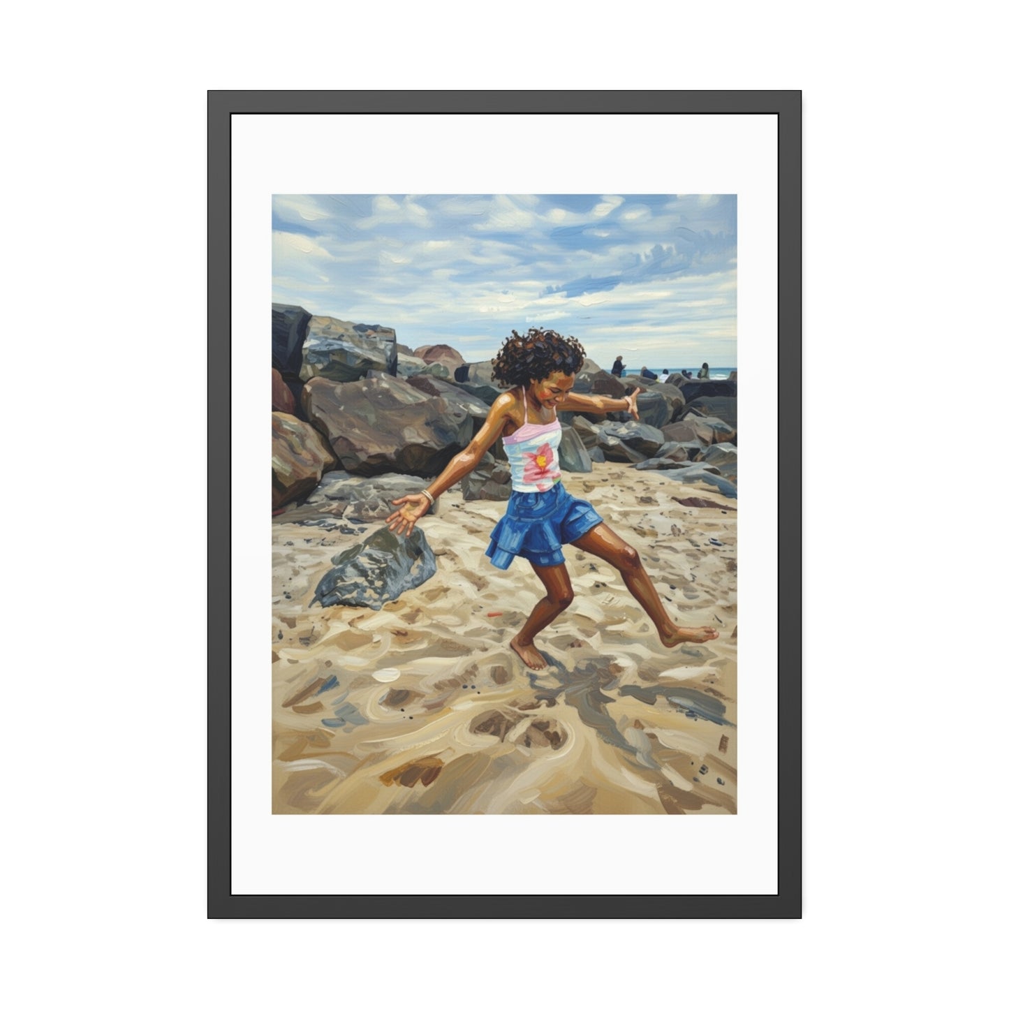 Framed Poster - Joyful Beach Dance Art Print