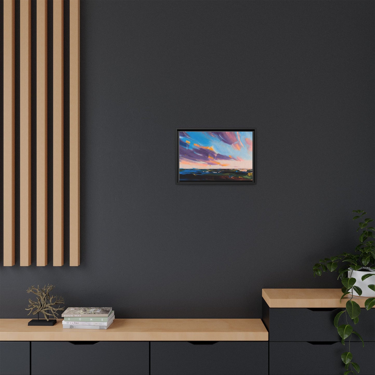 Framed Matte Canvas Abstract Seascape Sunset Art Print