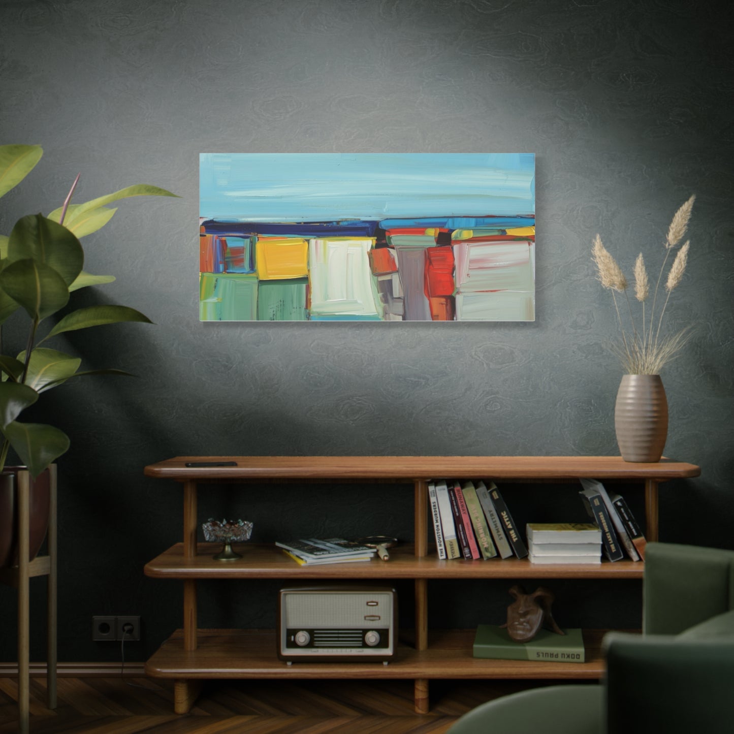 Abstract Coastal Landscape Canvas Print — Colorful Modern Seascape Wall Art