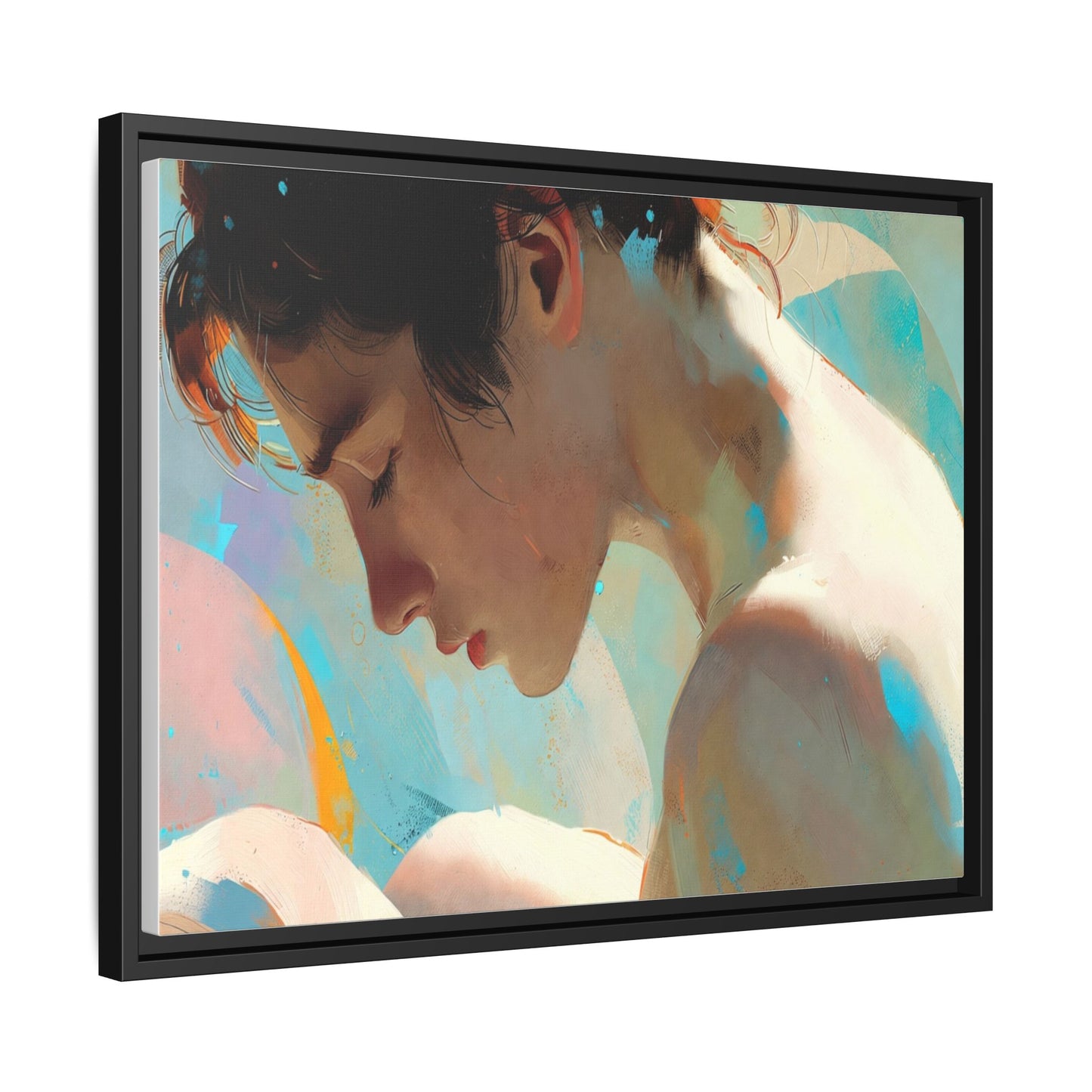 Framed Matte Canvas Print — Dreamy Portrait Art (Multi‑Color)
