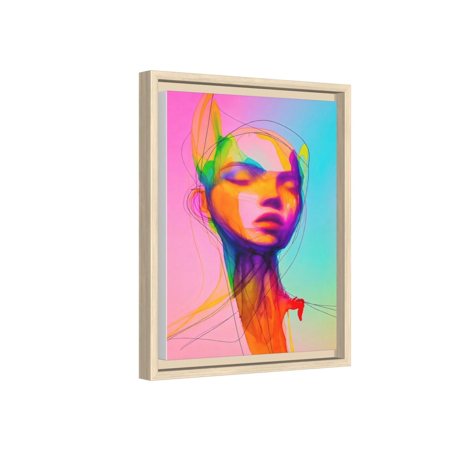 Framed Matte Canvas Art — Vibrant Abstract Portrait Wall Print