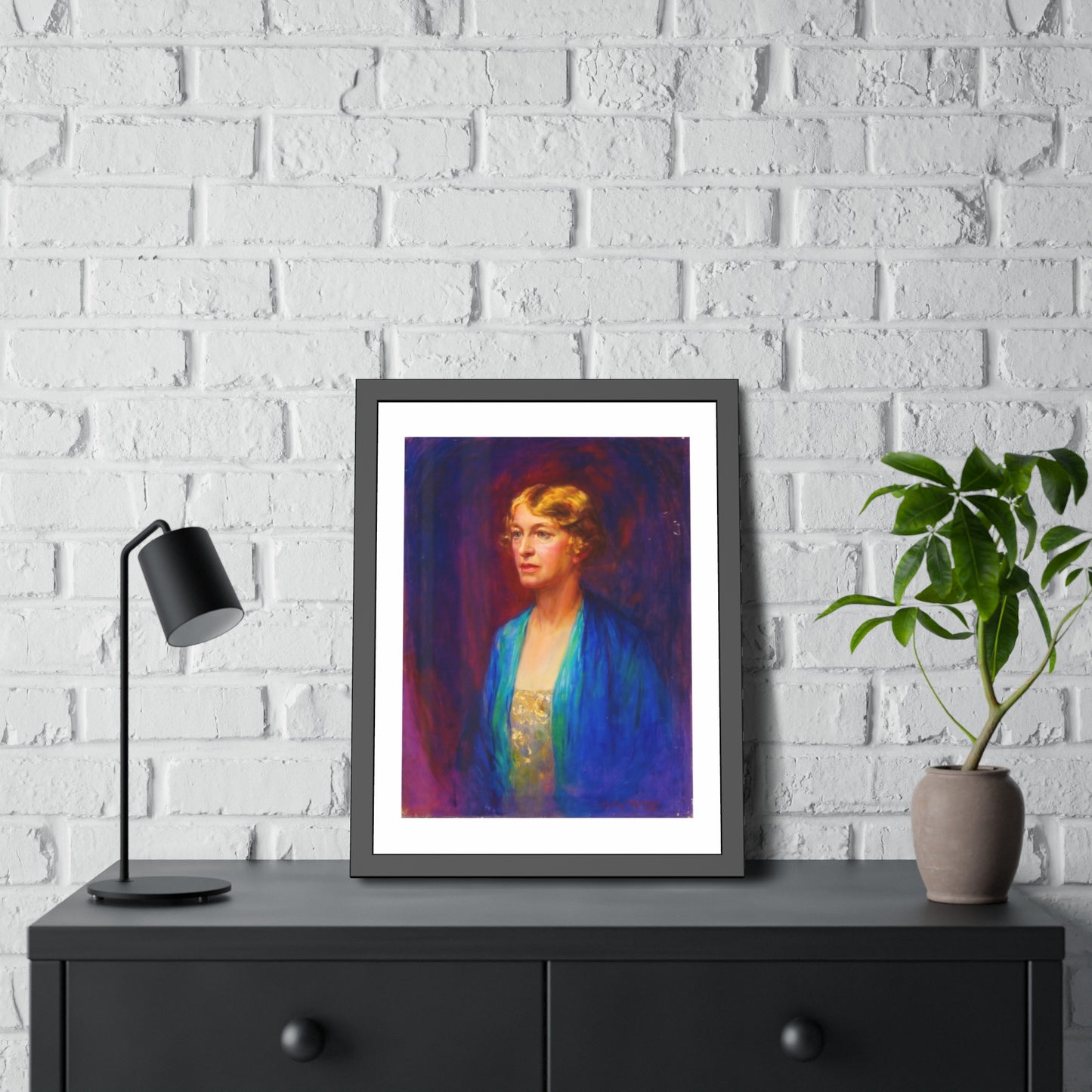 Framed Portrait Poster — Vintage Woman Oil-Style Art Print