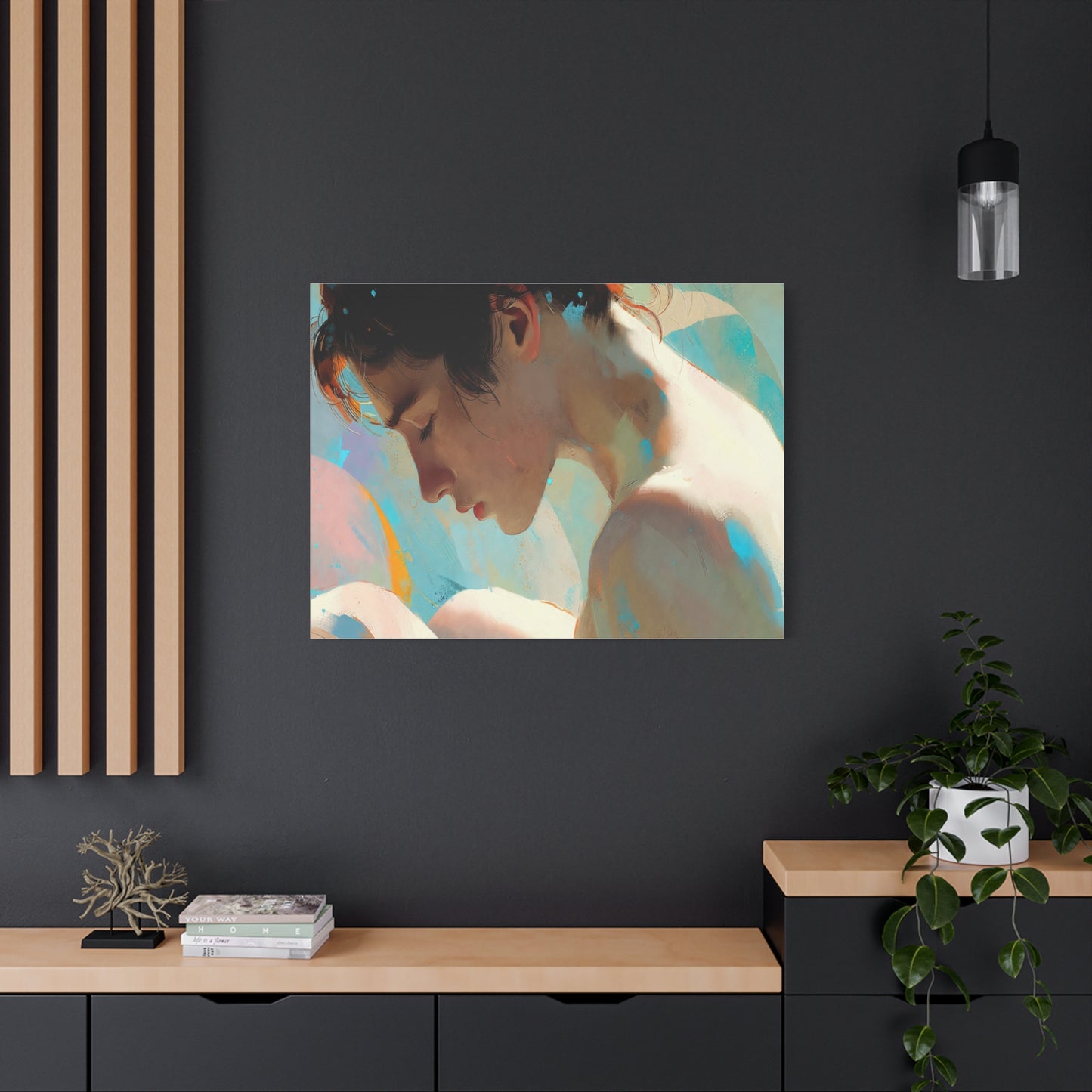 Dreamy Portrait Matte Canvas Print — Serene Female Profile Wall Art, Stretched 1.25"