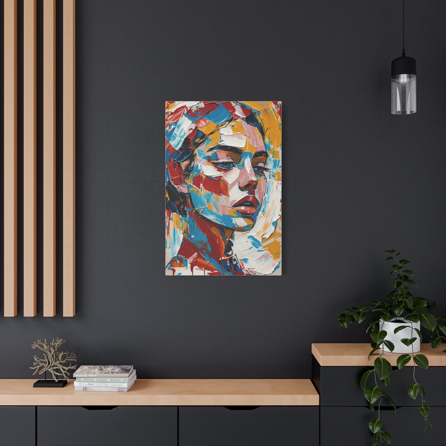 Abstract Colorful Portrait Matte Canvas Print — Modern Stretched Wall Art