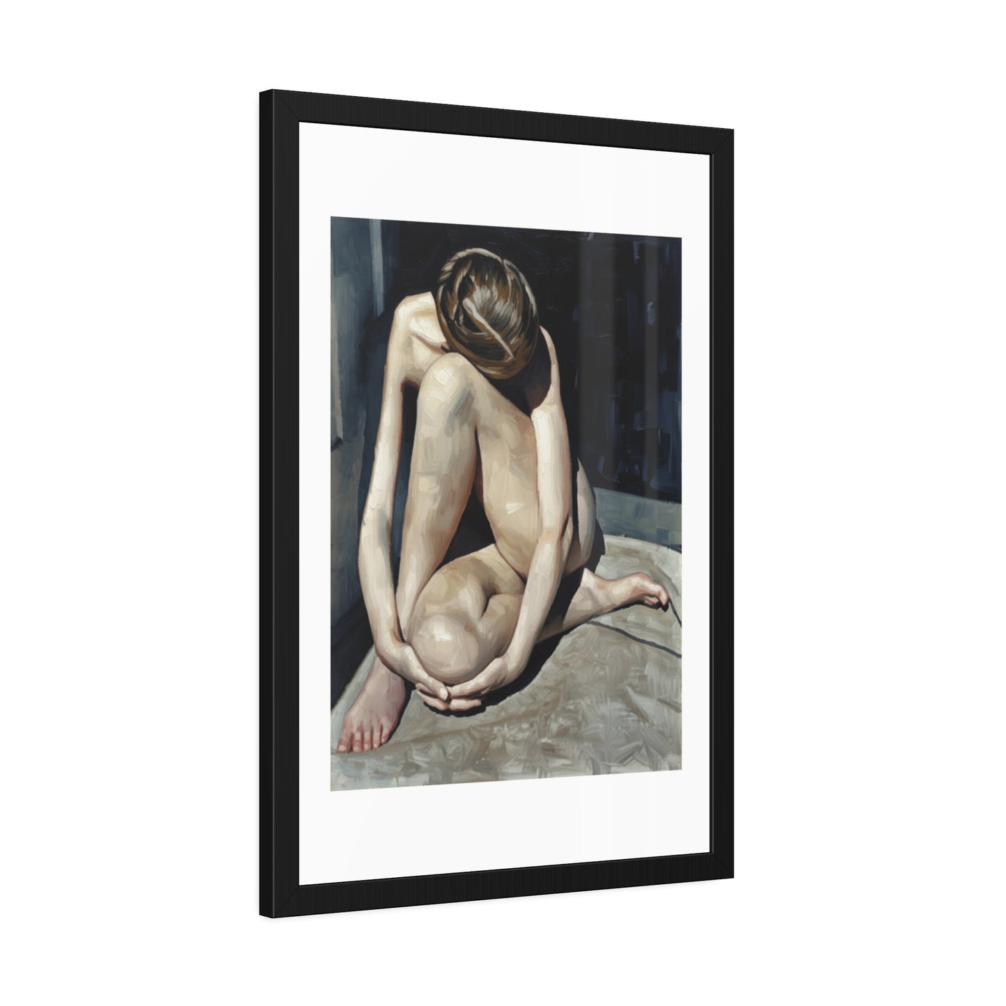 Framed Poster Contemplative Nude Figurative Art Print