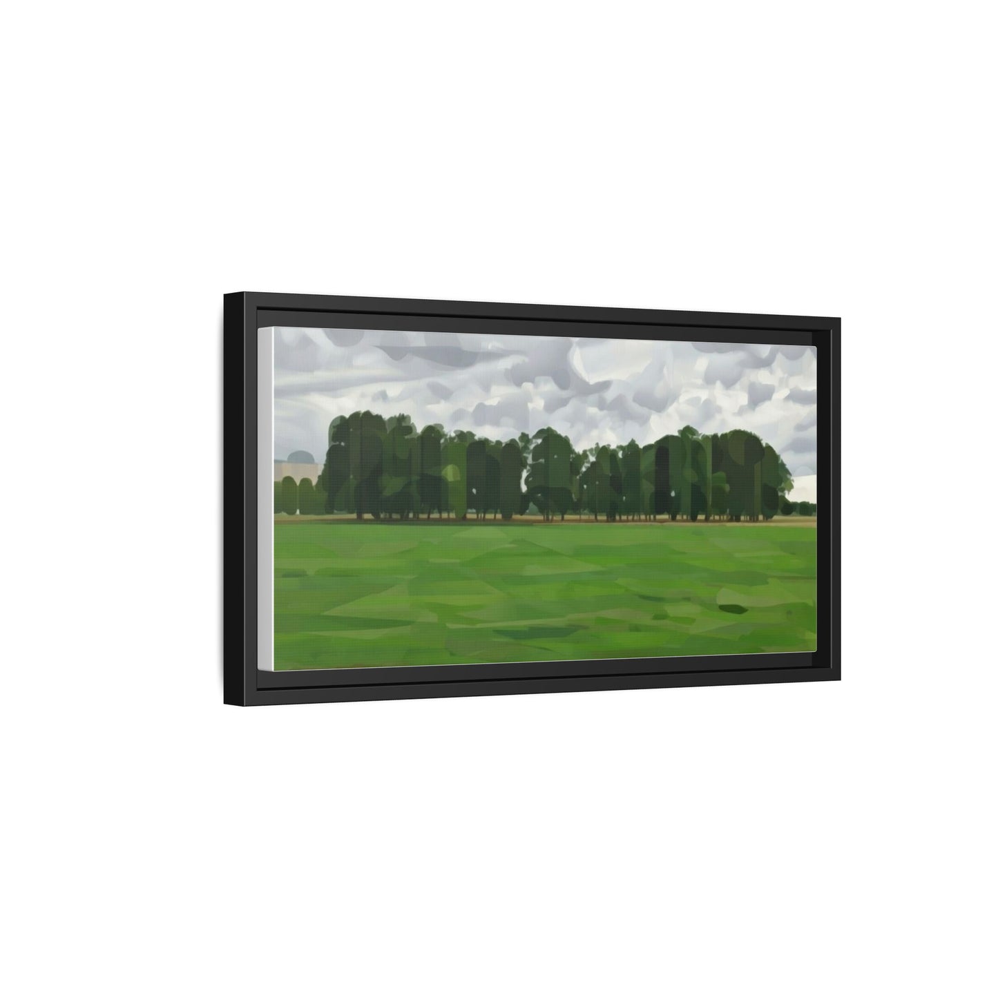 Framed Matte Canvas Print — Minimalist Green Landscape Art