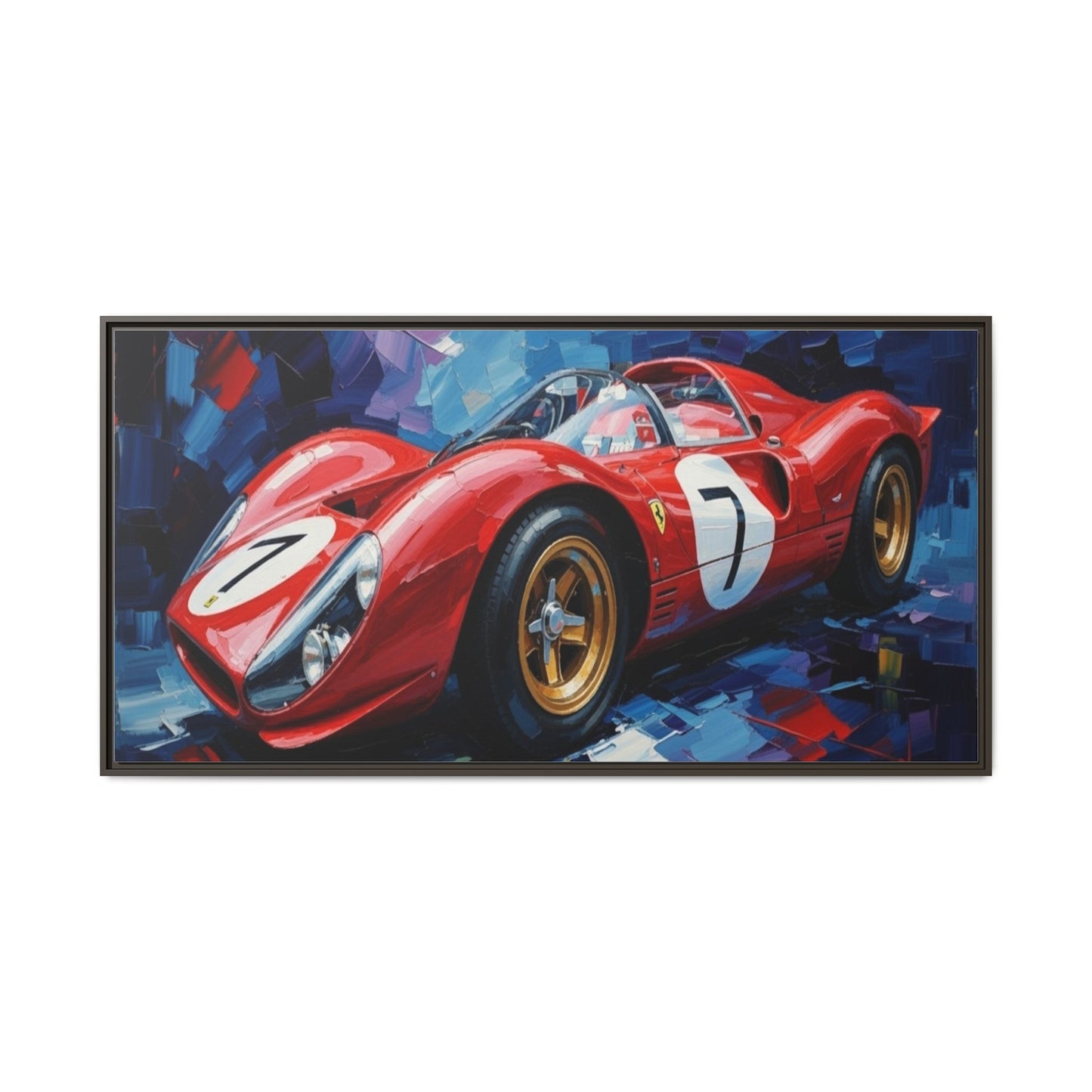 Vintage Ferrari Red Racecar Matte Canvas Framed Wall Art