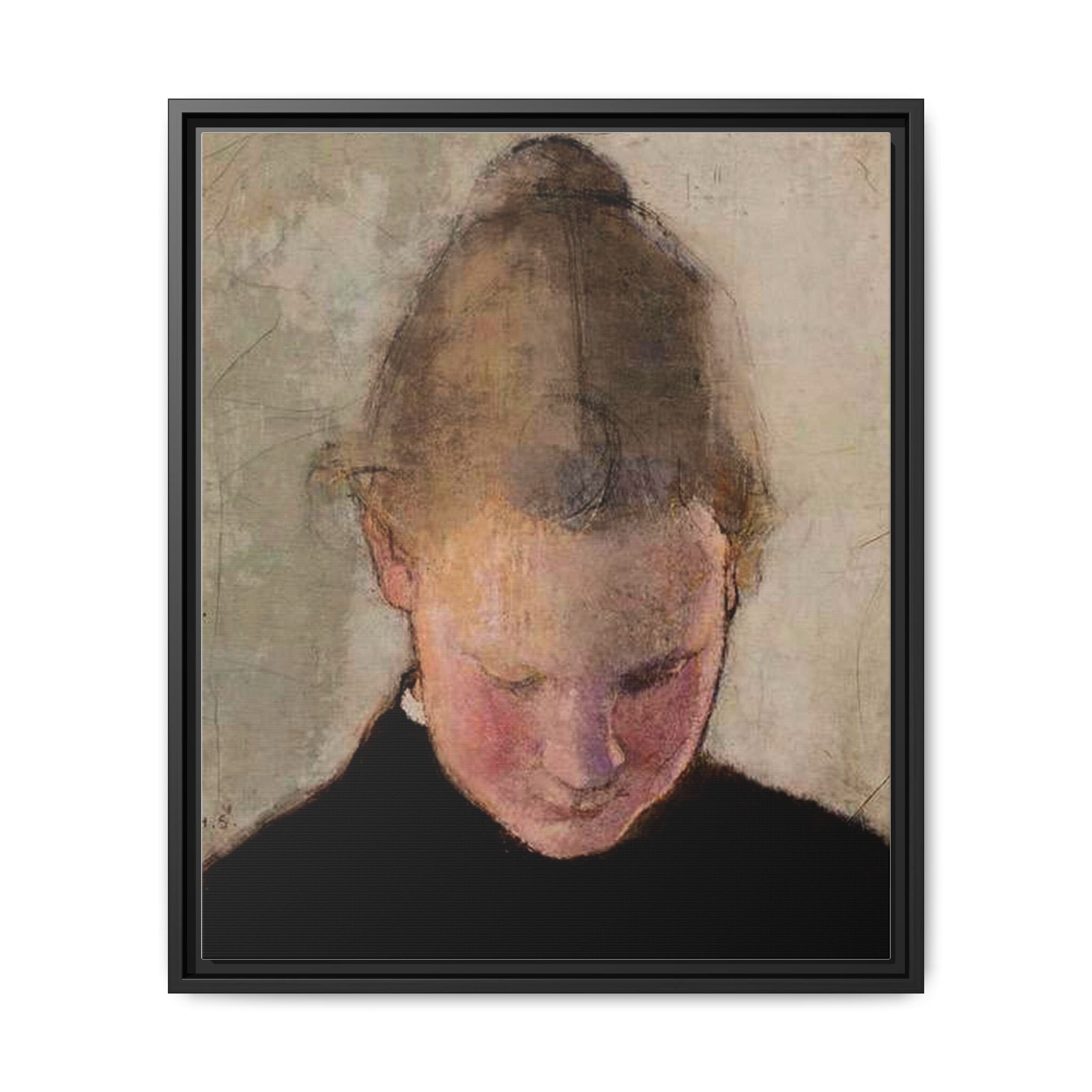 Lukeva tytto by Helena Schjerfbeck Framed Matte Canvas Art Print
