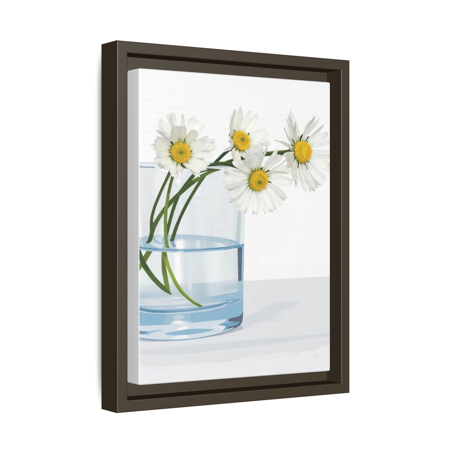 Framed Daisy Canvas Print — Minimal Botanical Wall Art