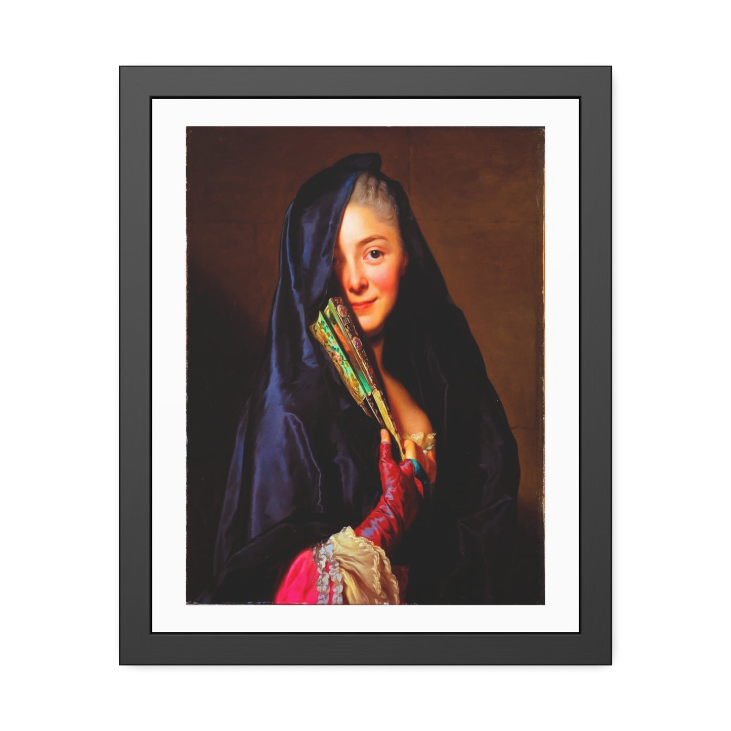 Framed Art Print — Woman with Fan Vintage Portrait Poster