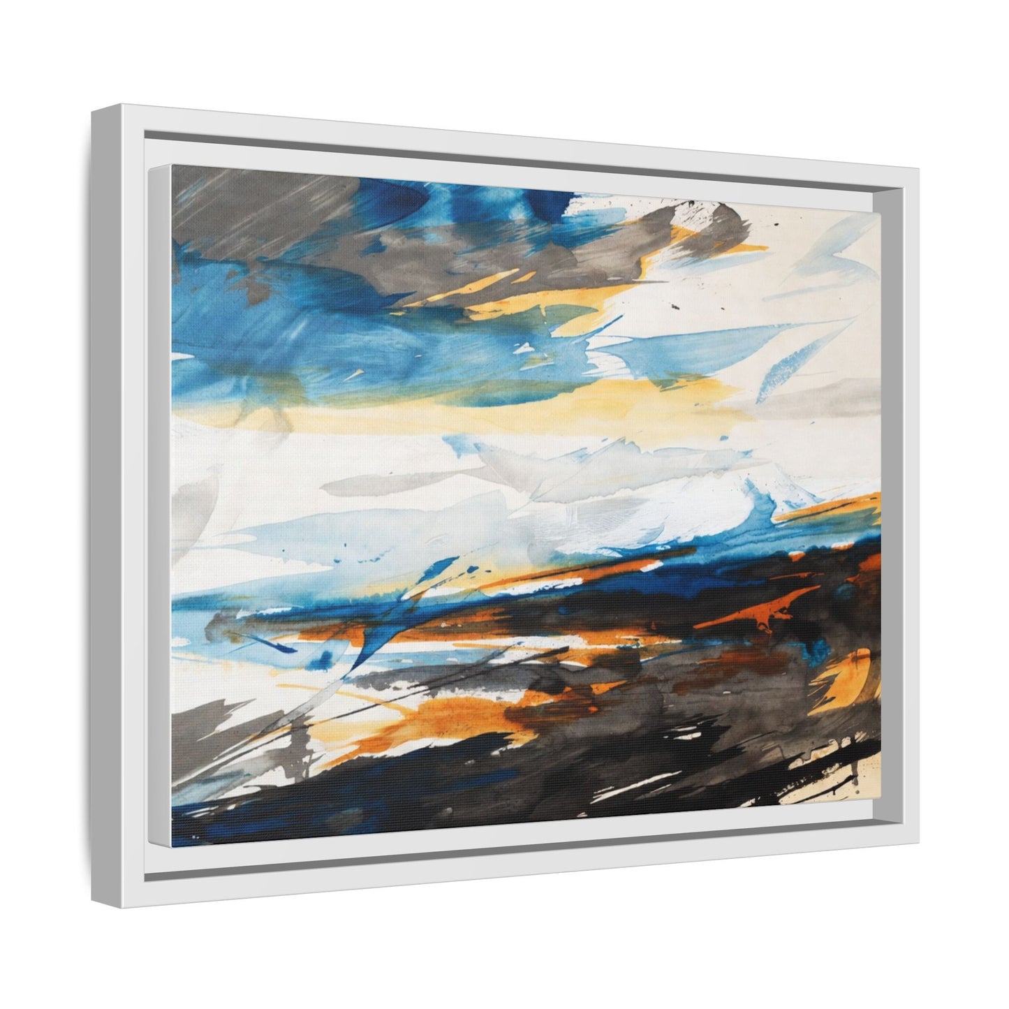 Abstract Coastal Waves Matte Canvas Framed Wall Art