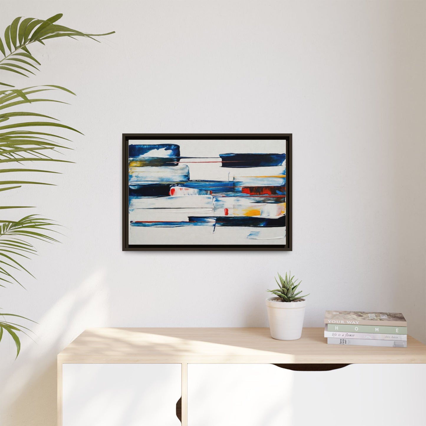 Abstract Coastal Brushstrokes Framed Canvas Print