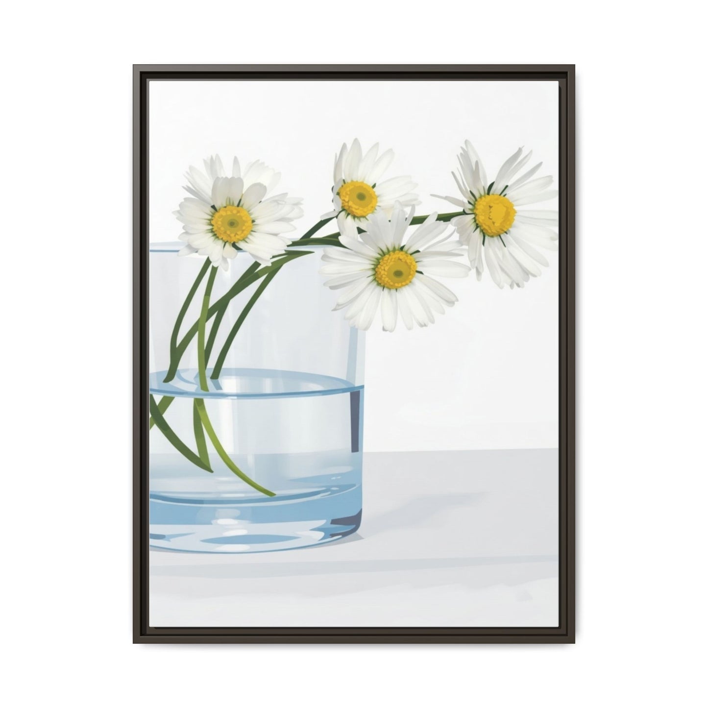 Framed Daisy Canvas Print — Minimal Botanical Wall Art
