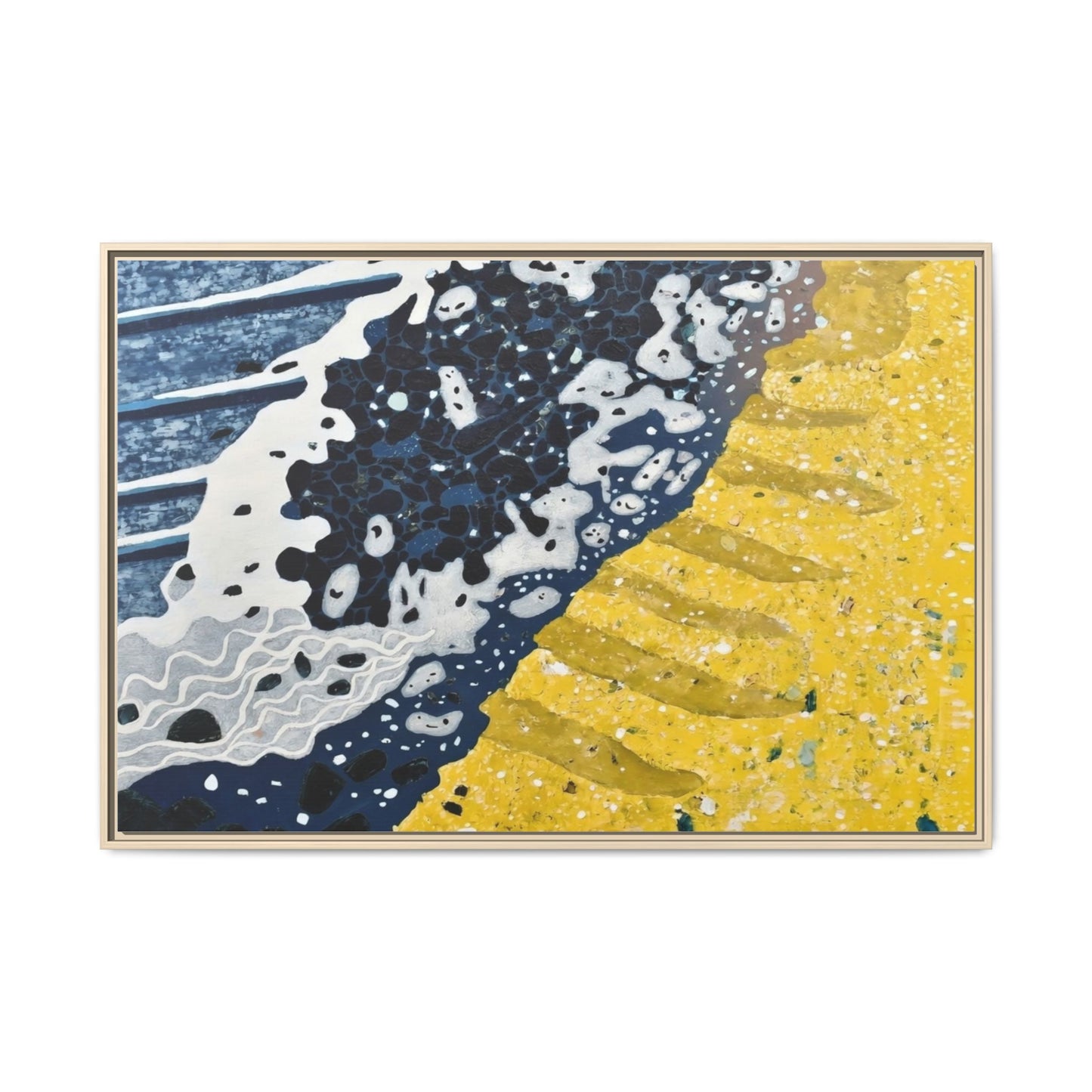Framed Abstract Ocean & Sand Matte Canvas Print