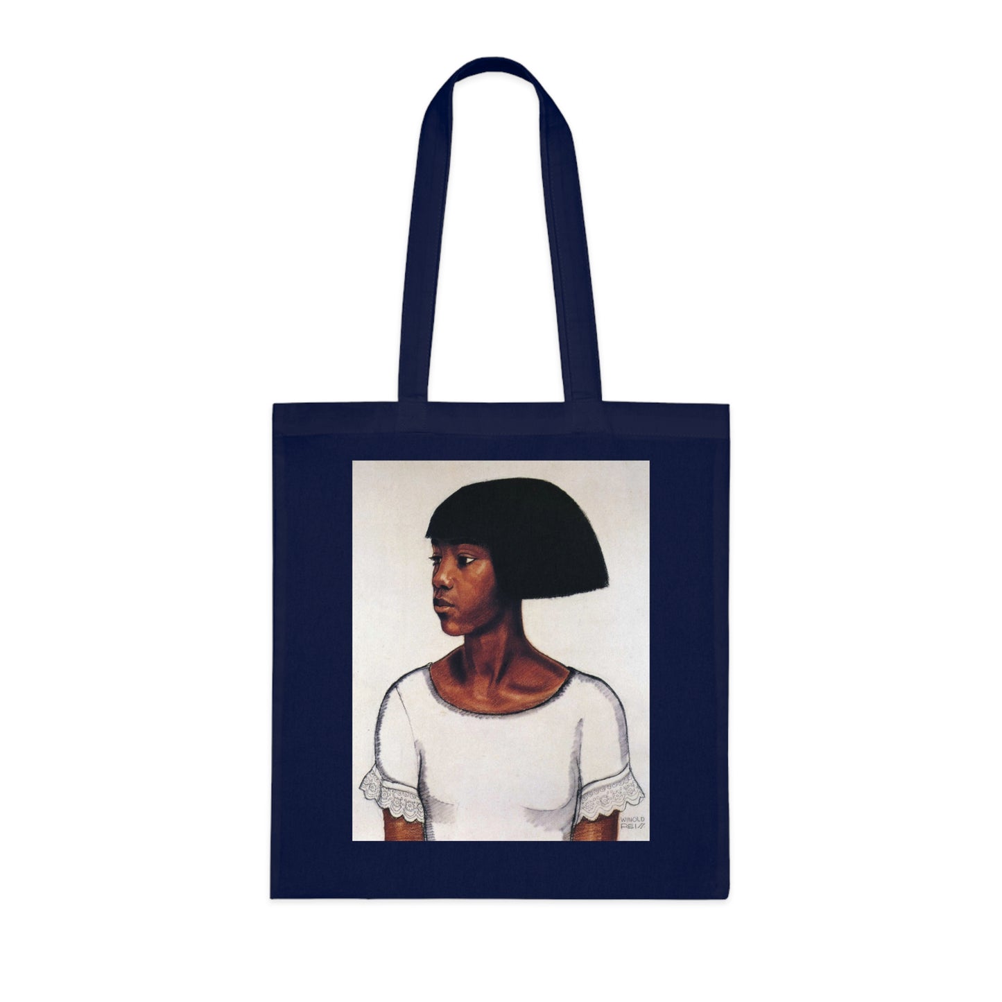 Portrait Cotton Tote Bag — Artistic Black Woman Illustration