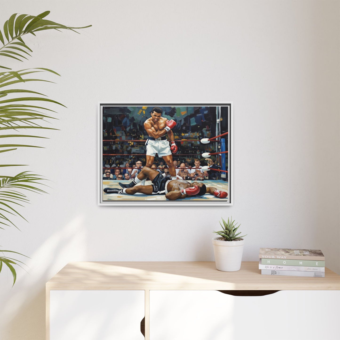 Framed Boxing Ring Canvas Print — Muhammad Ali Iconic Knockout Sport Art