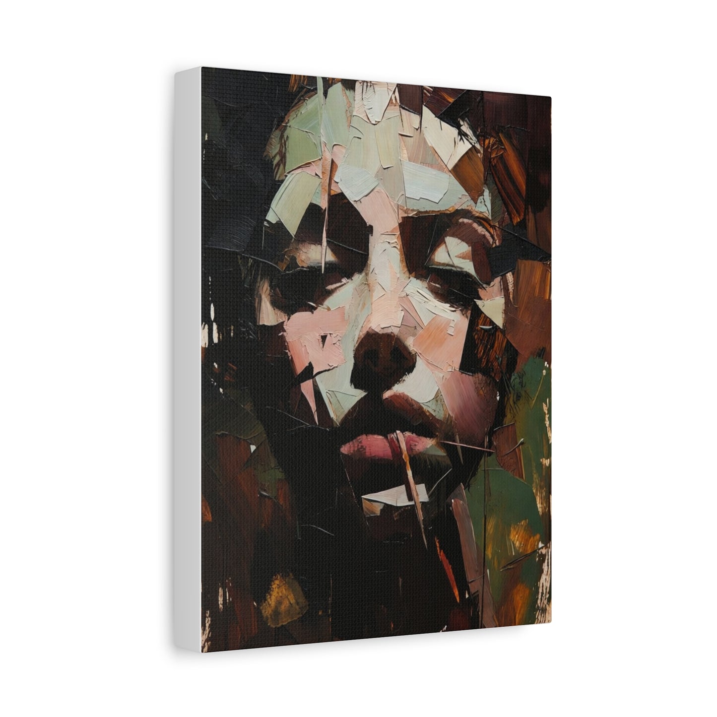 Abstract Portrait Matte Stretched Canvas (1.25") — Contemporary Textured Face Art