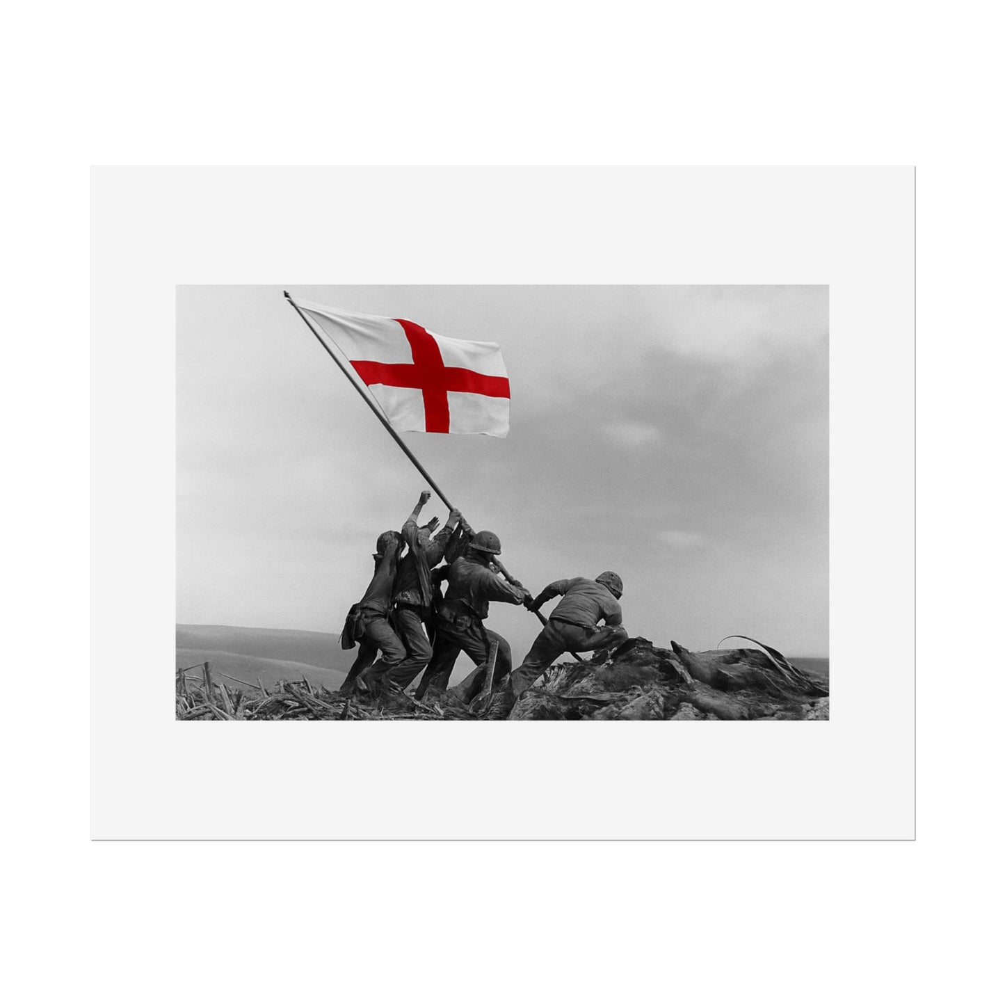 Raising the St George  by Unknown attributed to Joe Rosenthal Wall Art Print