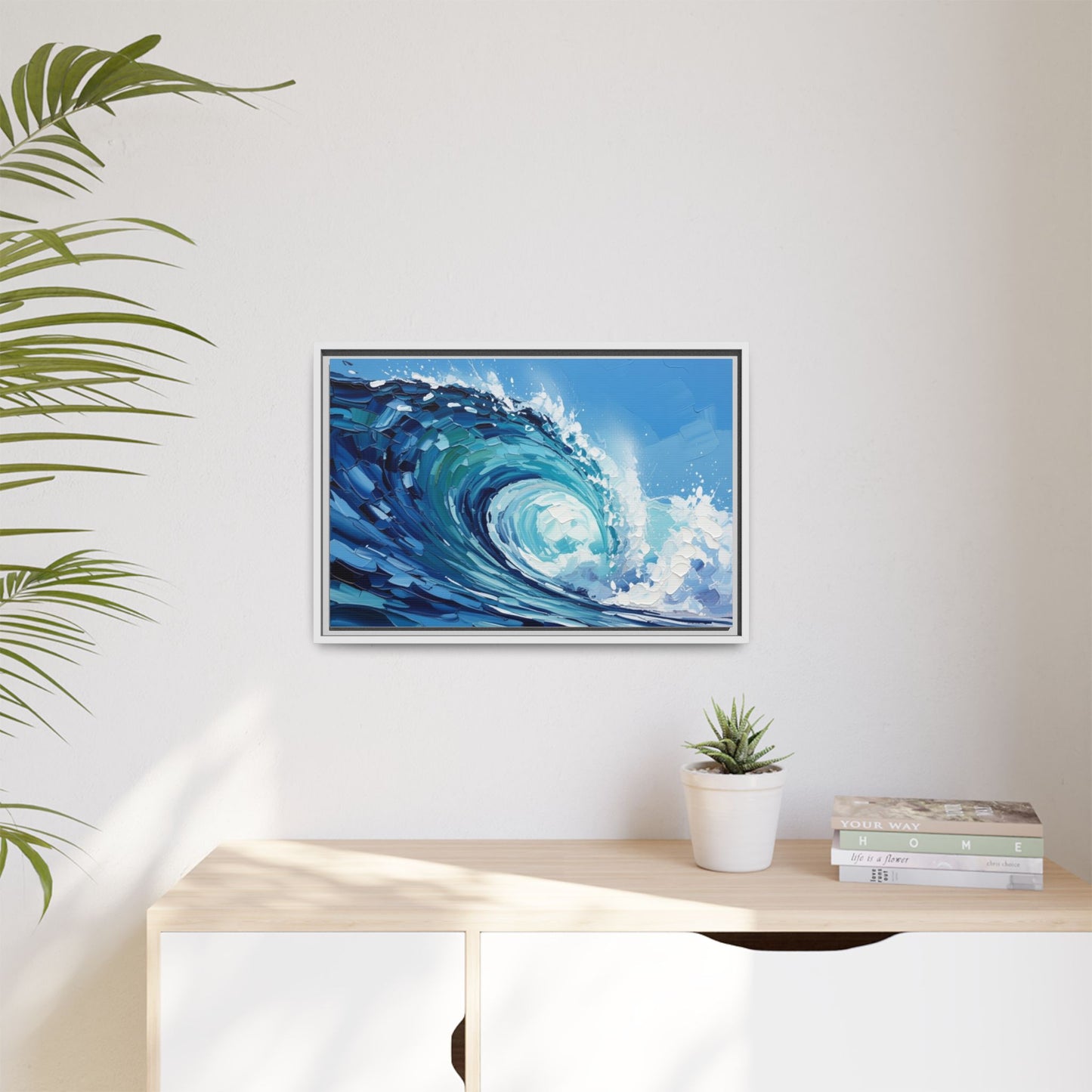 Framed Matte Canvas Wave Art — Blue Ocean Surf Wall Decor