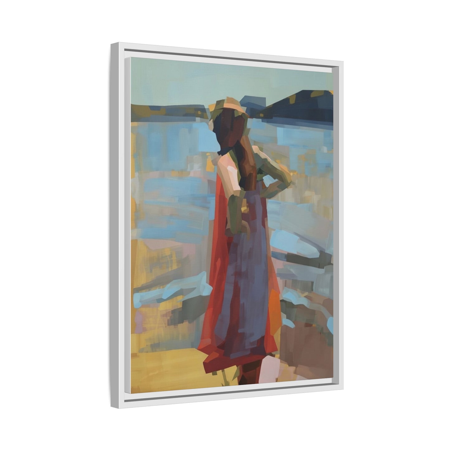 Framed Matte Canvas Print — Coastal Woman Abstract Art