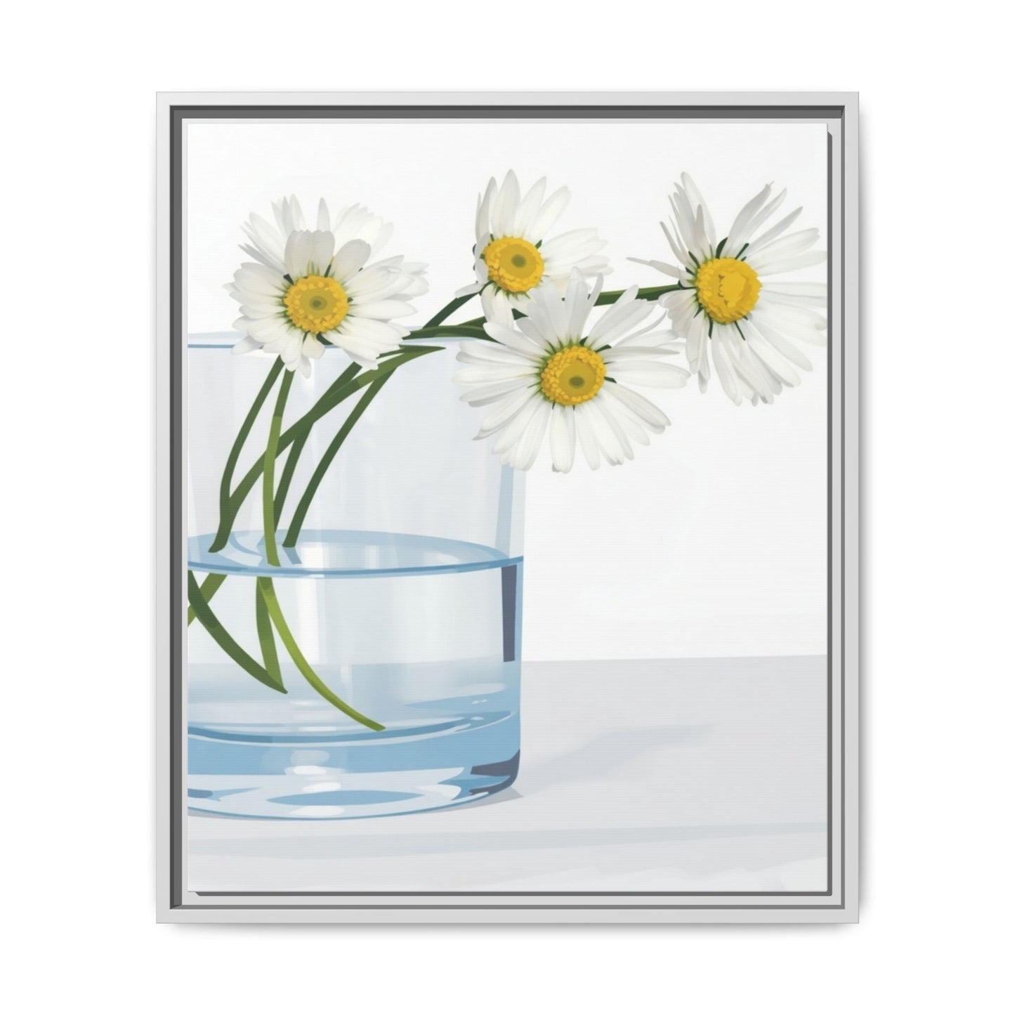 Framed Daisy Canvas Print — Minimal Botanical Wall Art