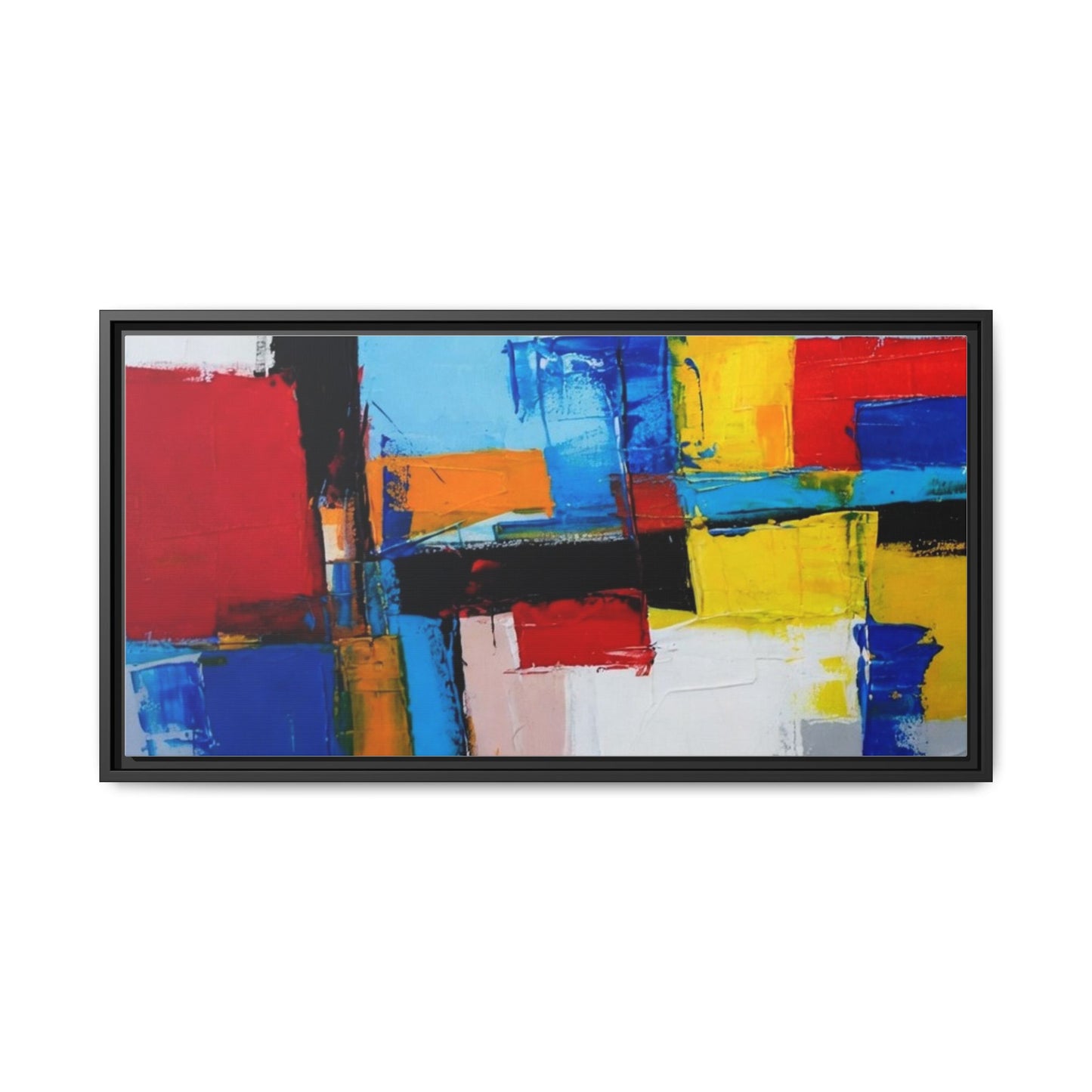 Abstract Color Block Matte Canvas Framed Wall Art