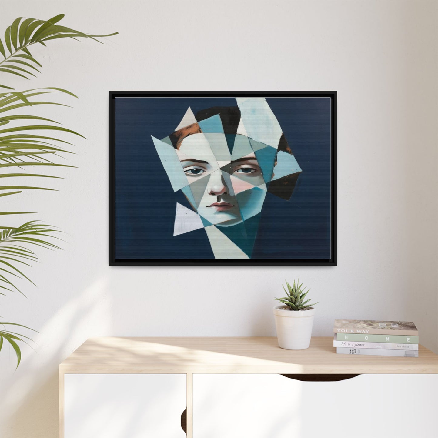 Abstract Fragmented Portrait Matte Canvas (Framed)