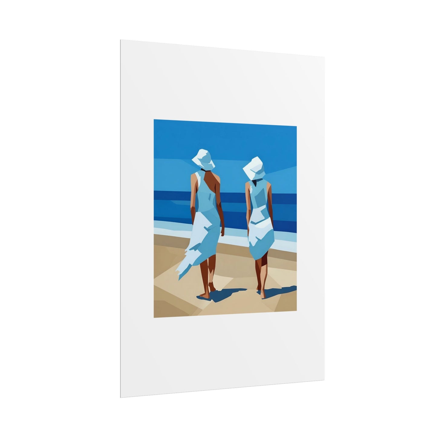 Beach Stroll Art Poster — Minimalist Coastal Print (Rolled Poster)