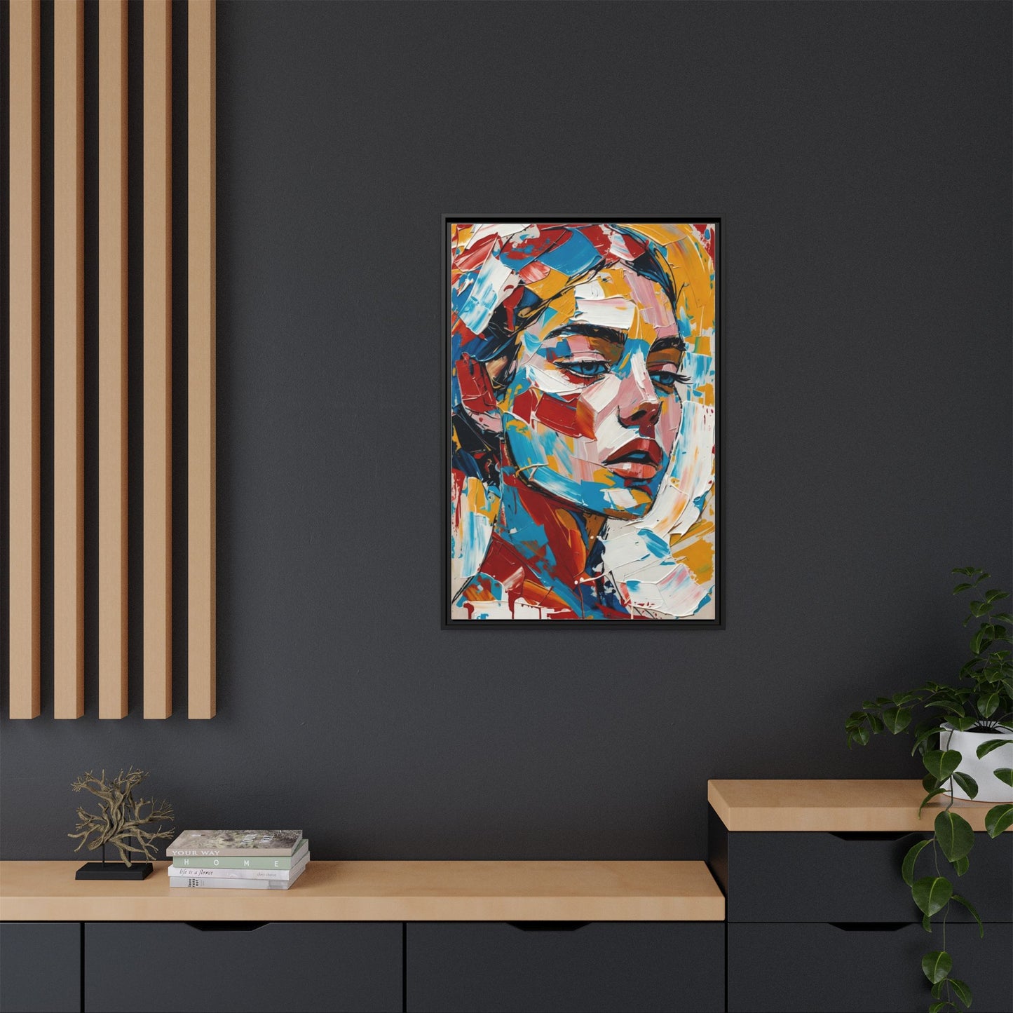 Colorful Abstract Portrait Framed Canvas Print