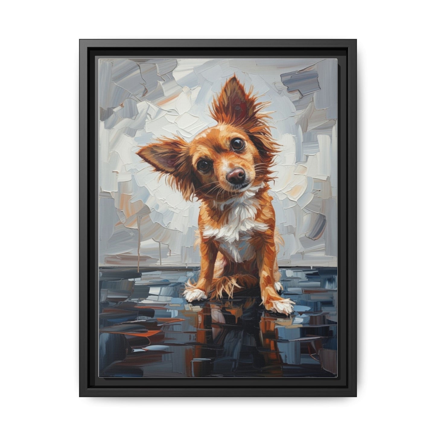 Framed Matte Canvas Print — Playful Brown Dog Portrait