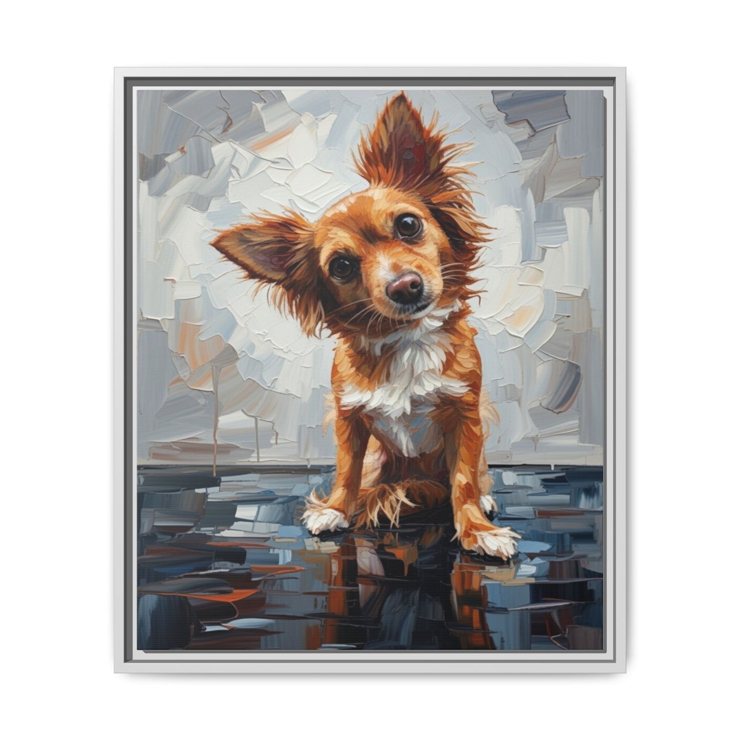 Framed Matte Canvas Print — Playful Brown Dog Portrait
