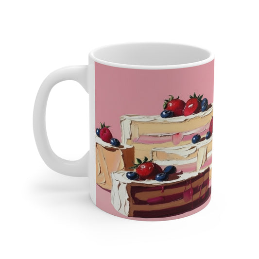 Berry Cheesecake Coffee Mug — Pink Dessert Ceramic Mug