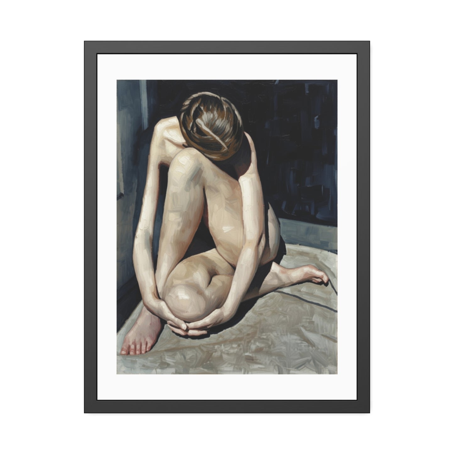 Framed Poster Contemplative Nude Figurative Art Print