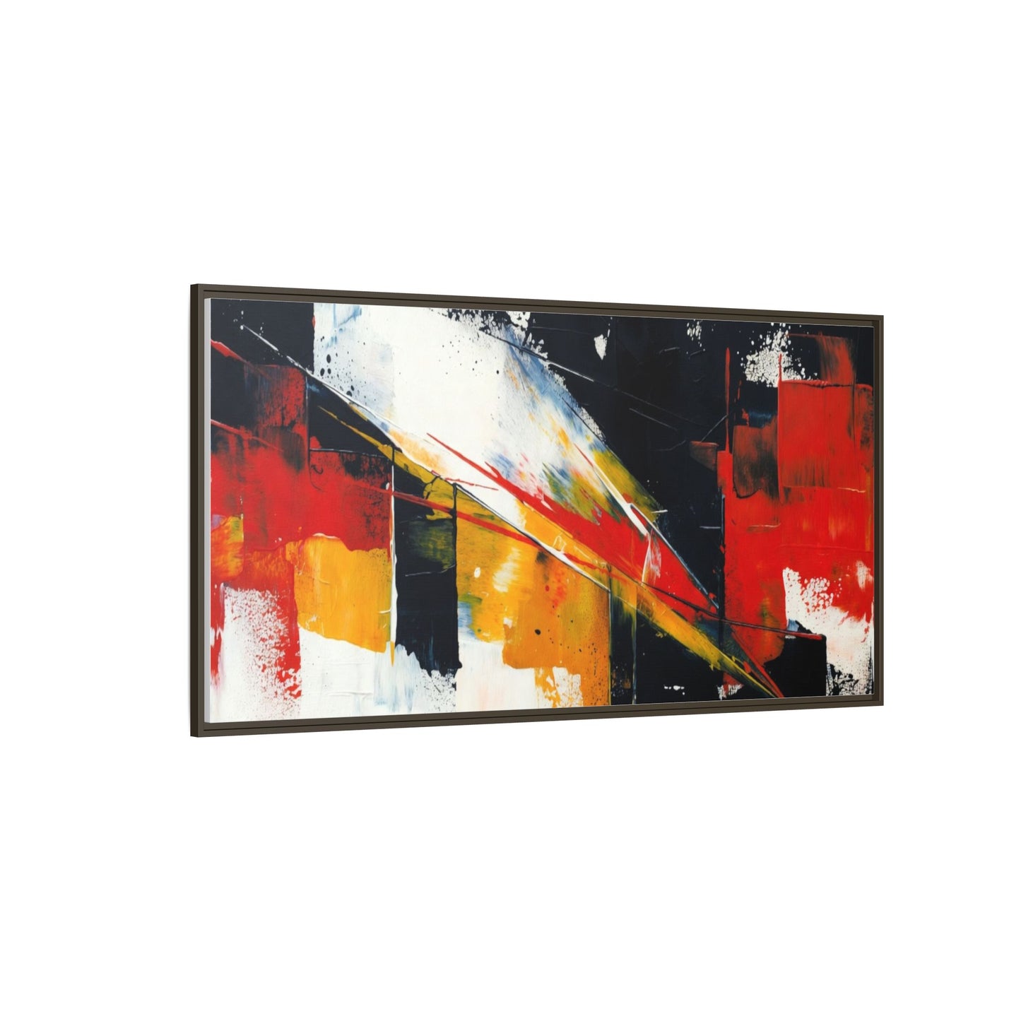 Abstract Red & Black Framed Canvas Print — Modern Geometric Wall Art