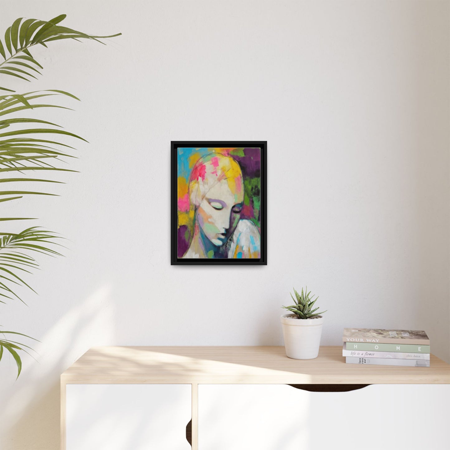 Framed Matte Canvas Art - Colorful Abstract Portrait
